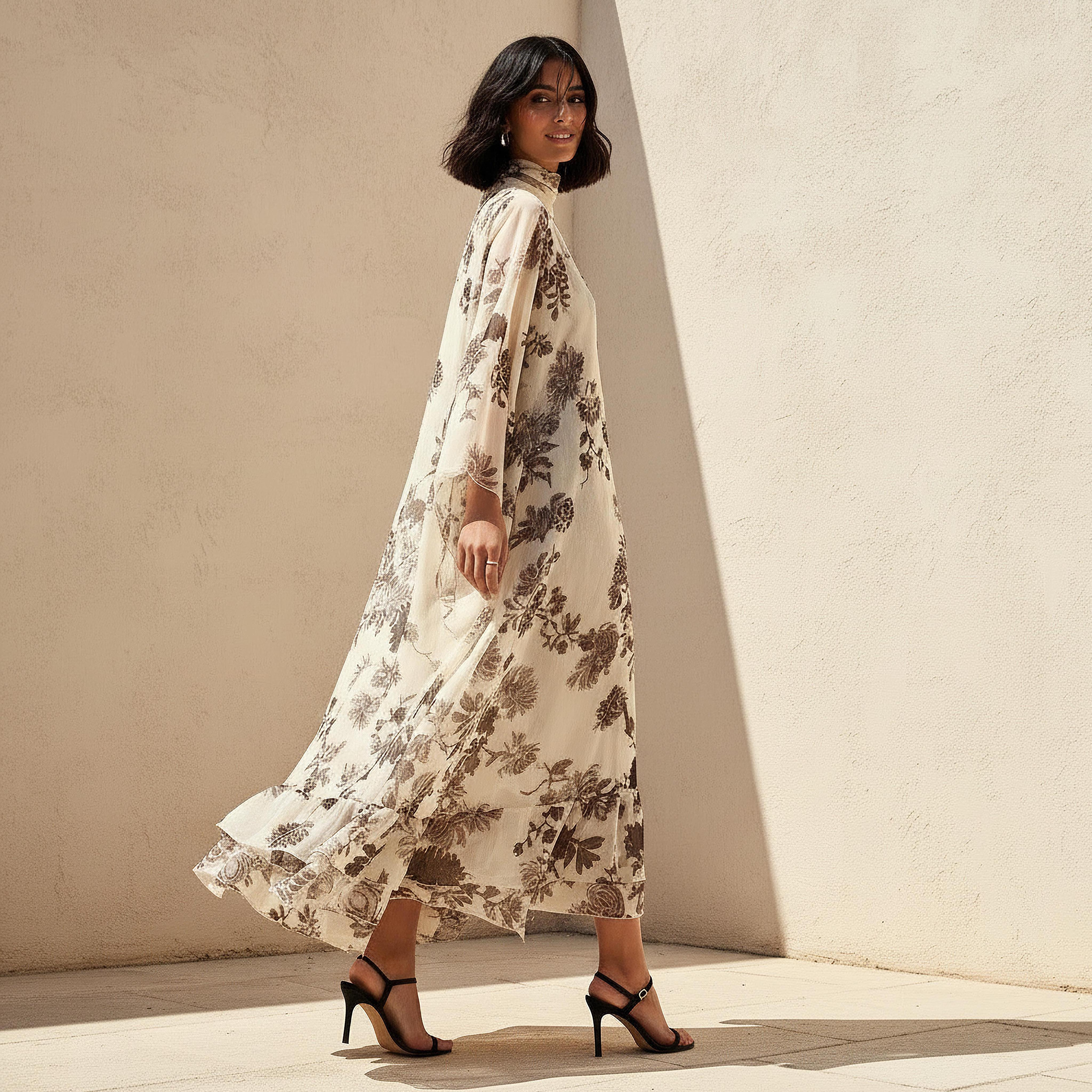 Iconic A-line Maxi Dress with Cape-women-clothing-dresses-image-2