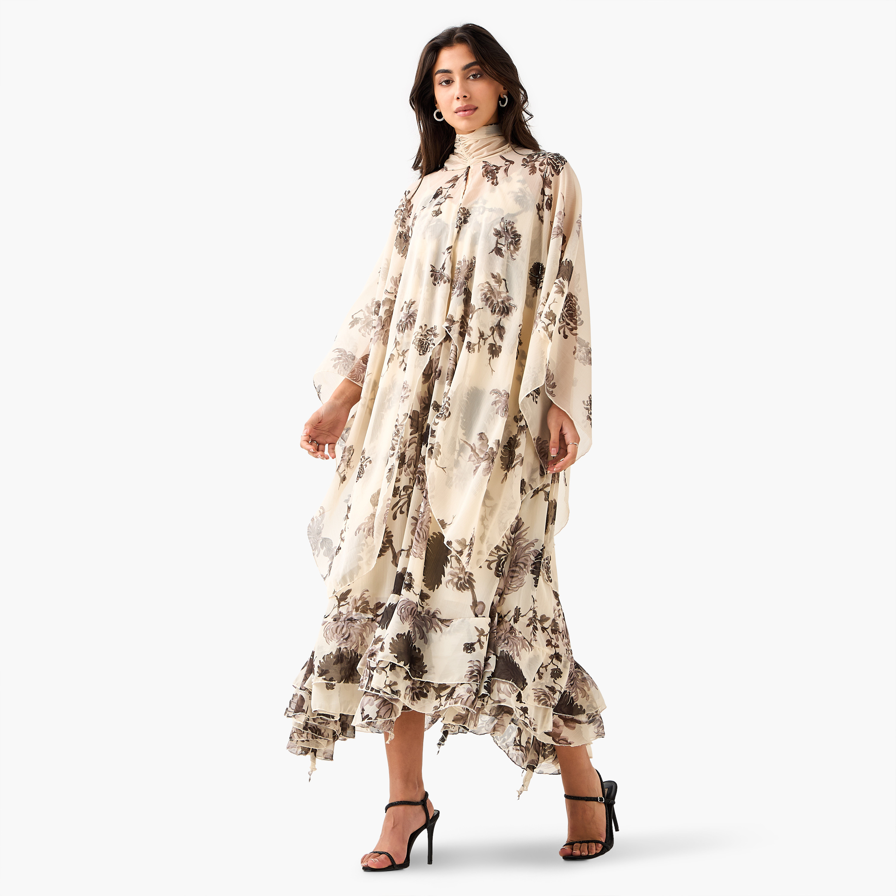 Iconic A-line Maxi Dress with Cape-women-clothing-dresses-image-3