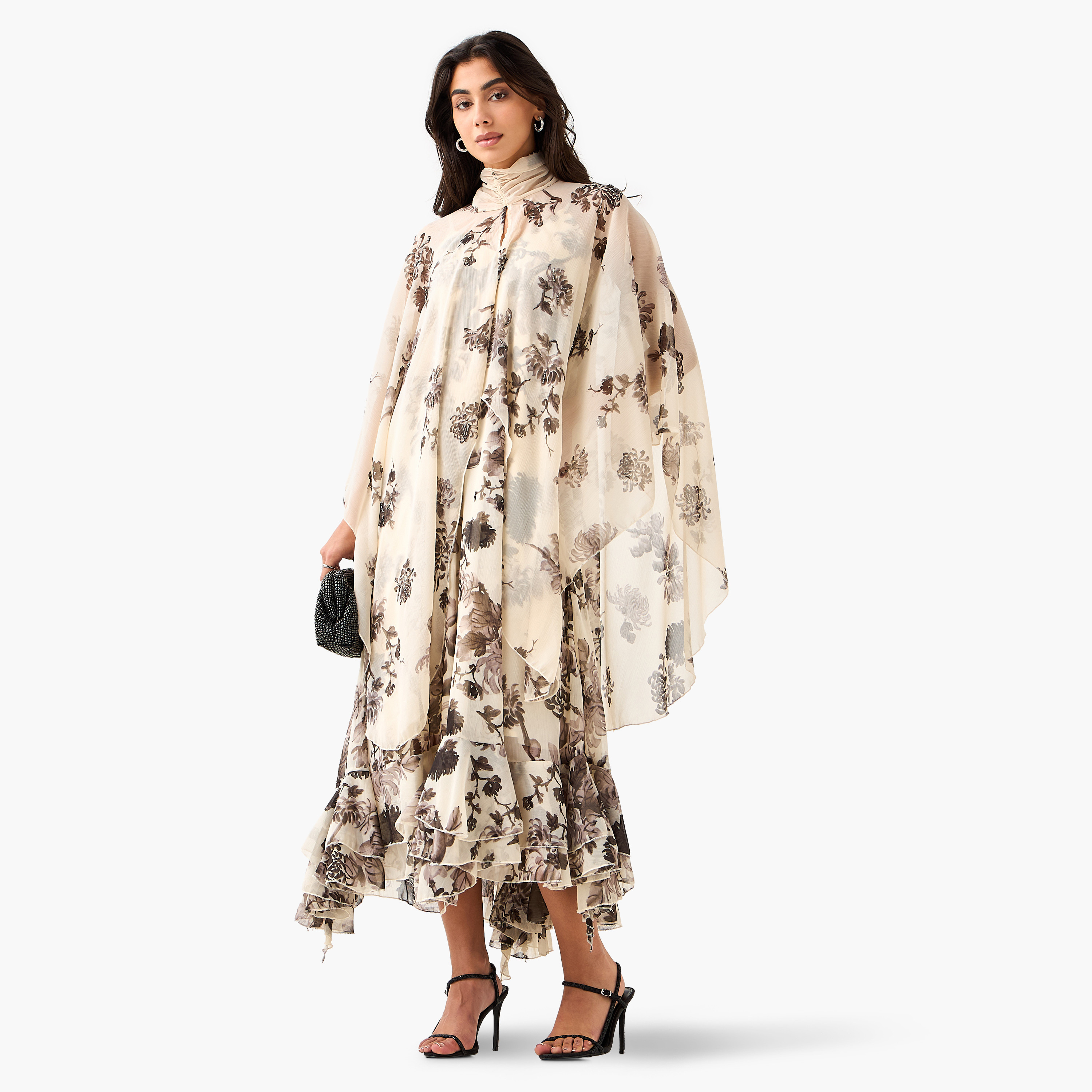 Iconic A-line Maxi Dress with Cape-women-clothing-dresses-image-5