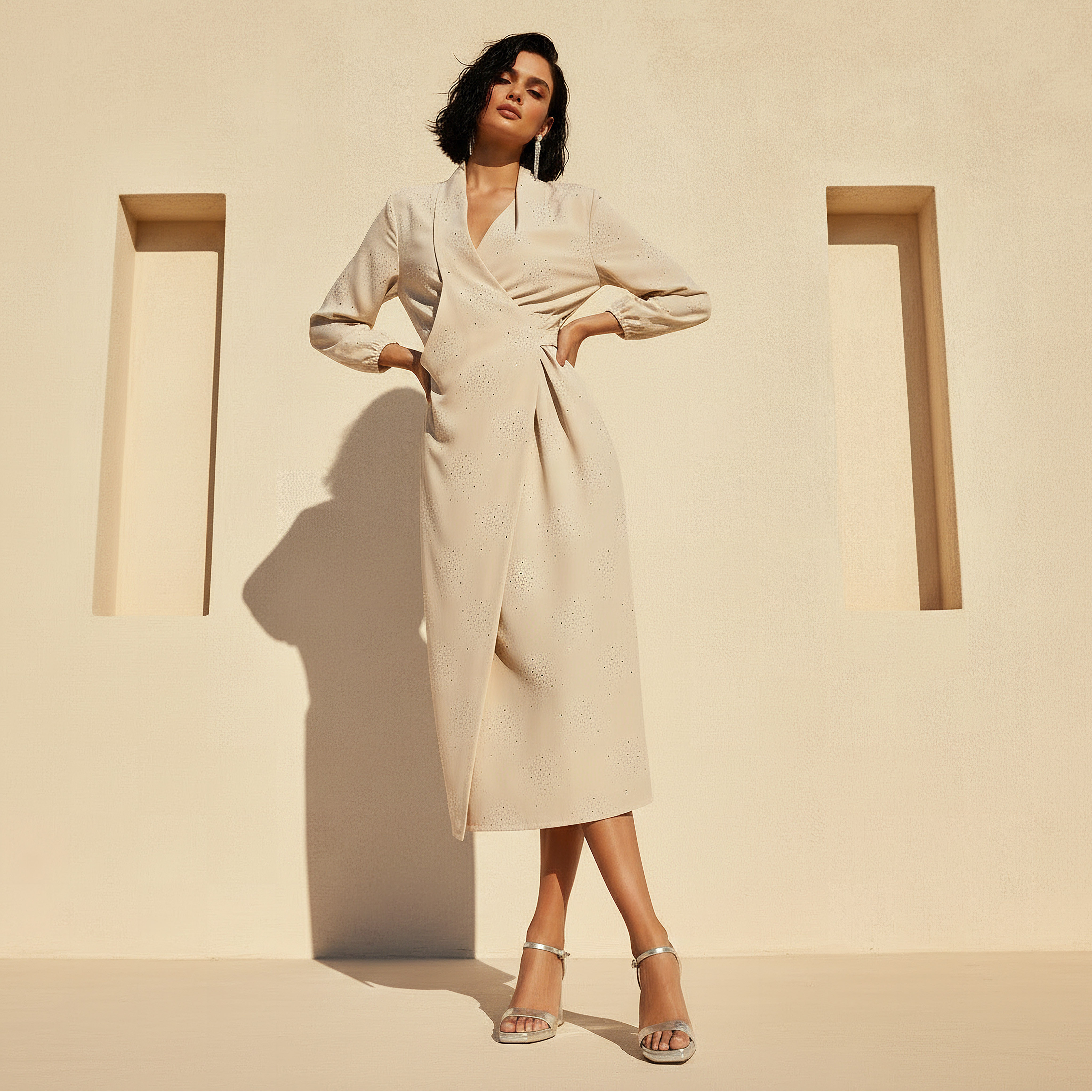 Iconic Wrap Midi Dress with Draped Pattern-women-clothing-dresses-image-1