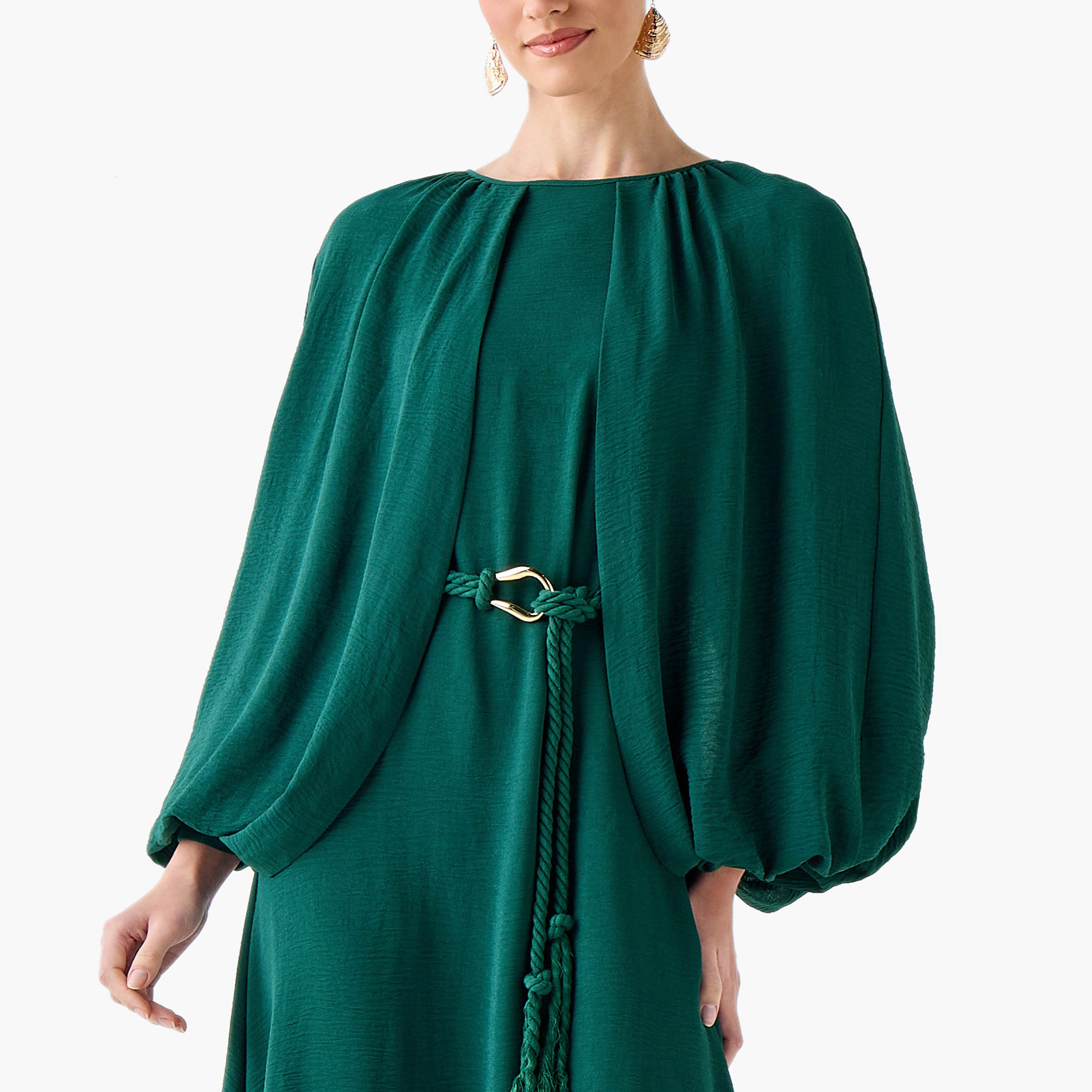 Iconic A-line Midi Dress with Cape Sleeves-women-clothing-dresses-image-5