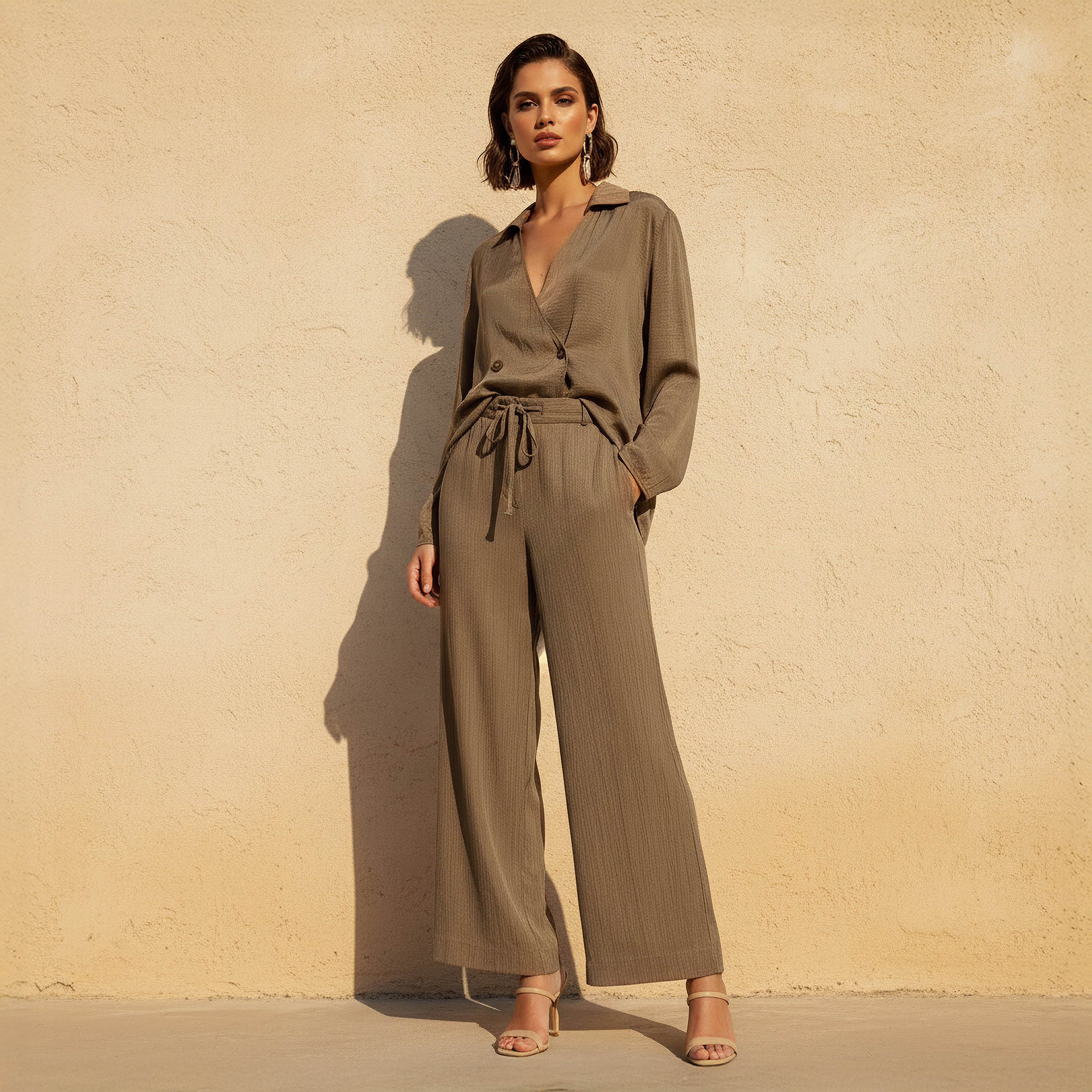 بنطلون بارز الملمس بقصة مستقيمة من آيكونيك-women-clothing-bottoms-trousers-image-3