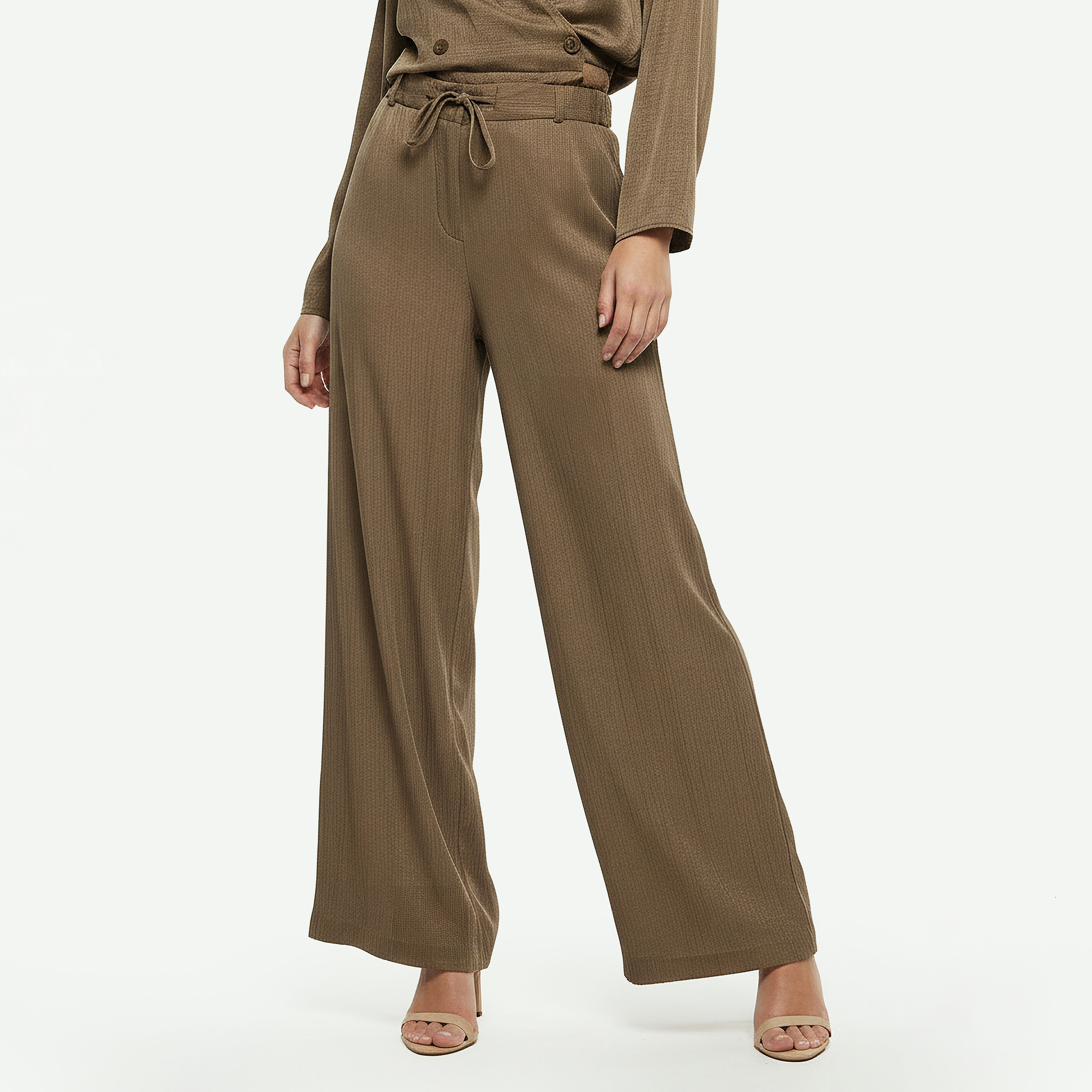 بنطلون بارز الملمس بقصة مستقيمة من آيكونيك-women-clothing-bottoms-trousers-image-4