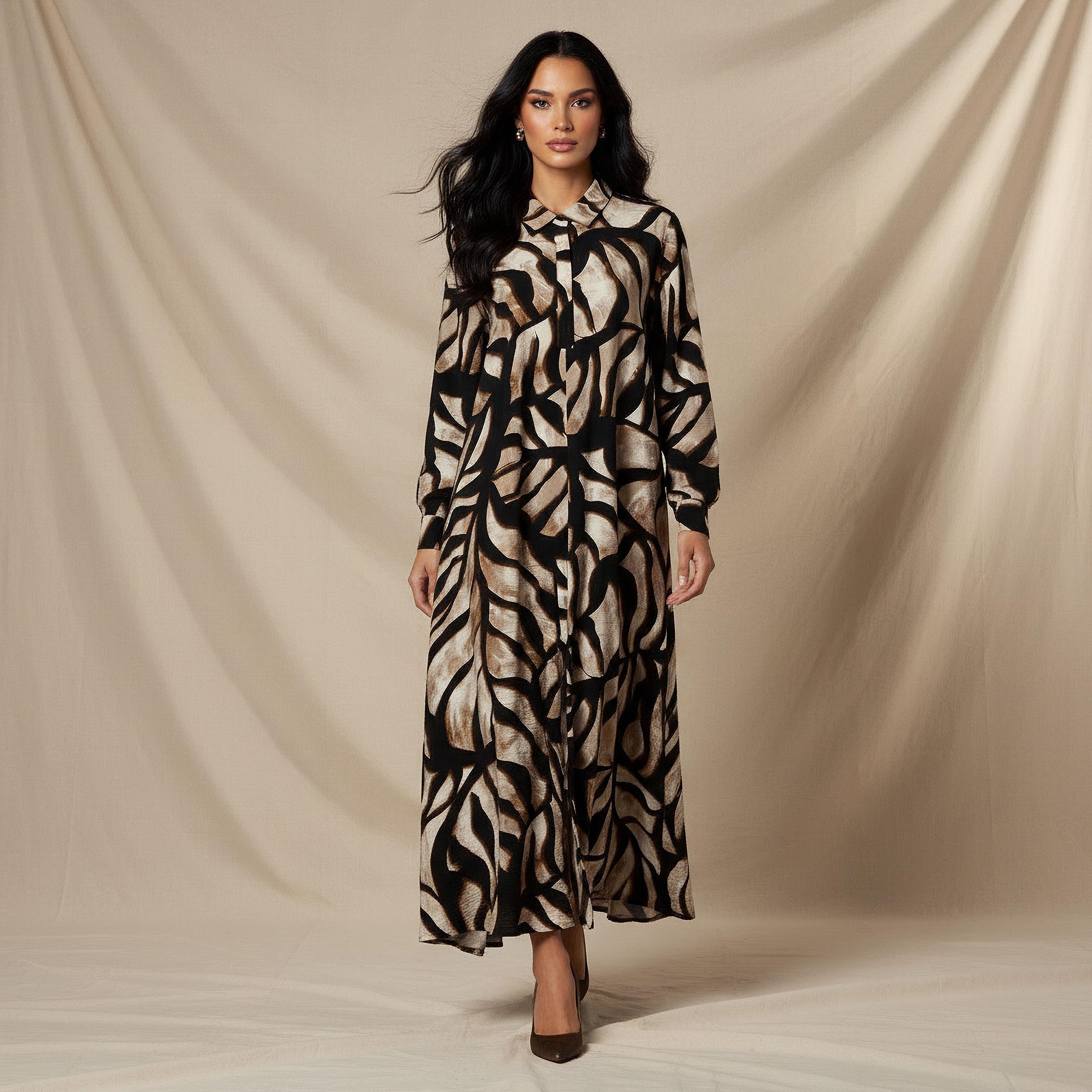 Iconic Printed Shirt Dress with Collar-women-clothing-dresses-image-1
