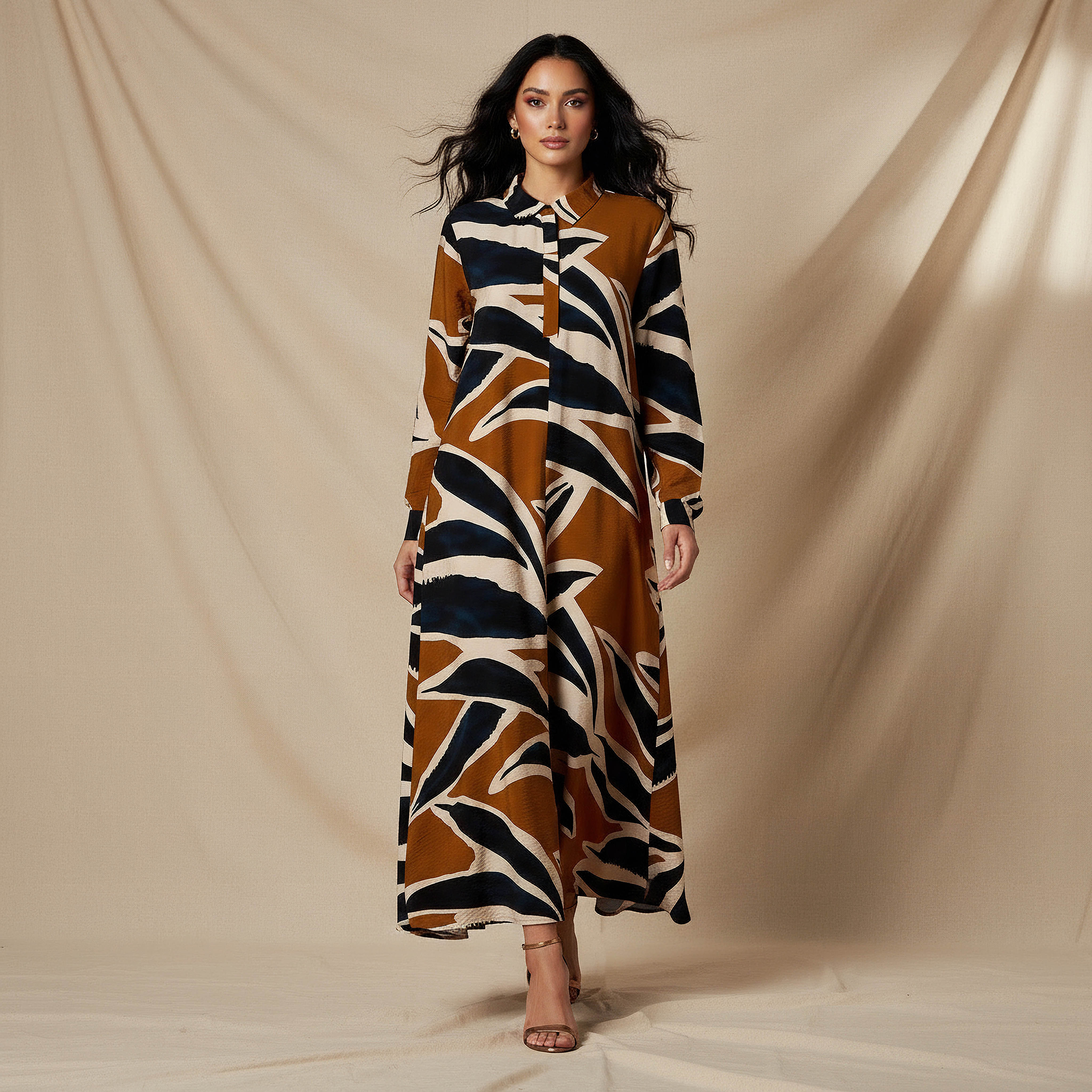 Iconic Printed Shirt Dress with Collar-women-clothing-dresses-image-1
