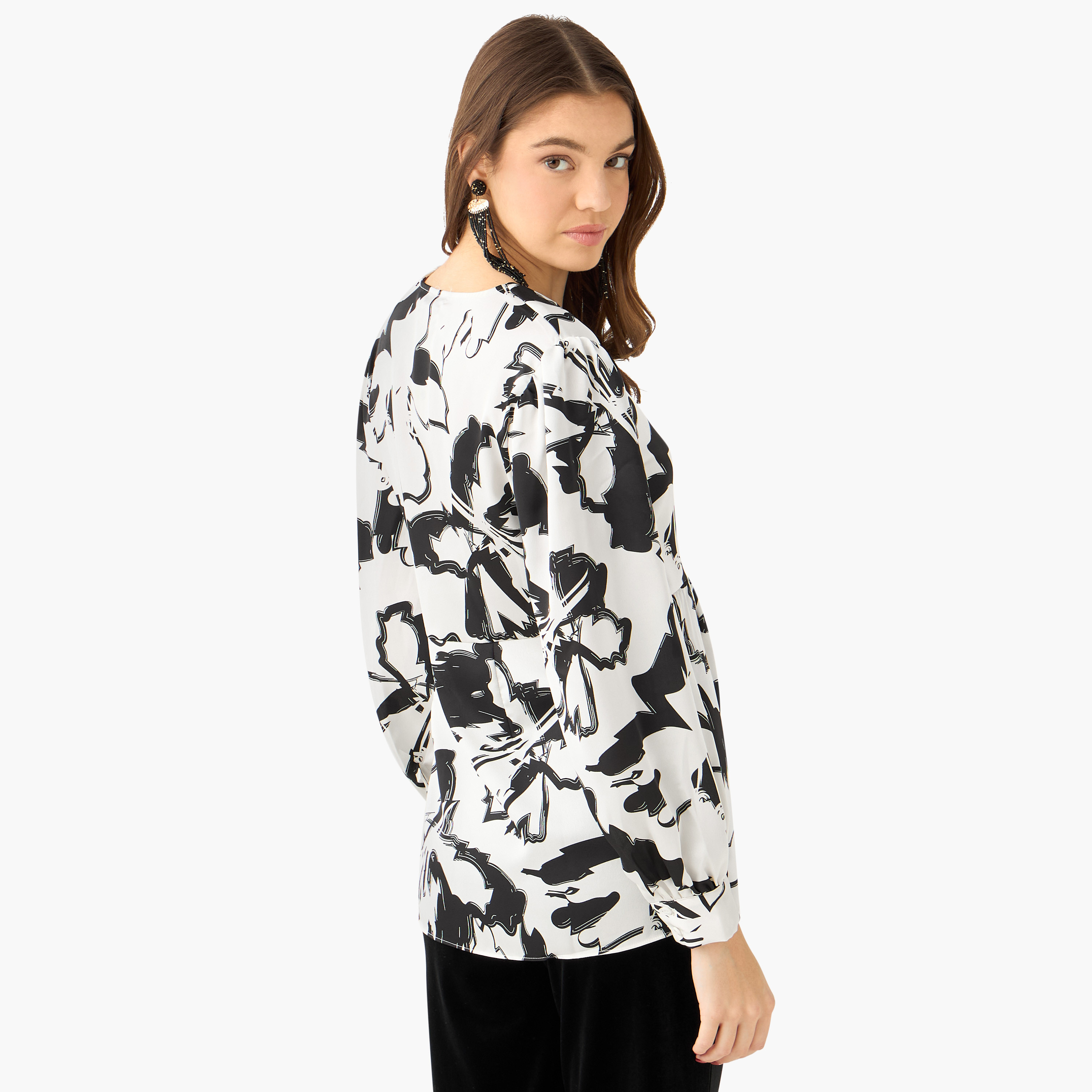 بلوزة ملفوفة بطبعات من أيكونيك-women-clothing-shirtsandblouses-blouses-image-4