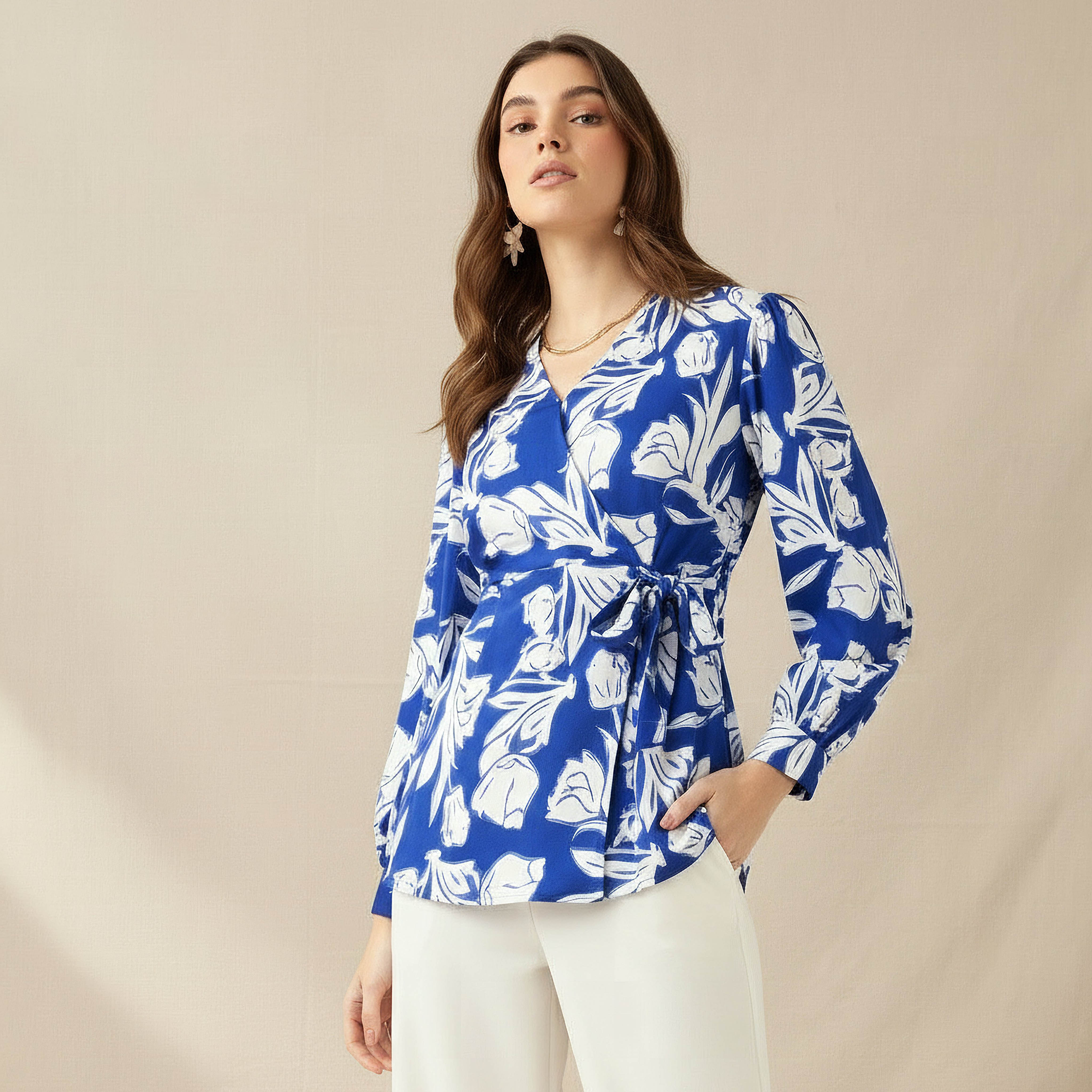 Iconic Wrap Top with Floral Print-women-clothing-shirtsandblouses-blouses-image-1