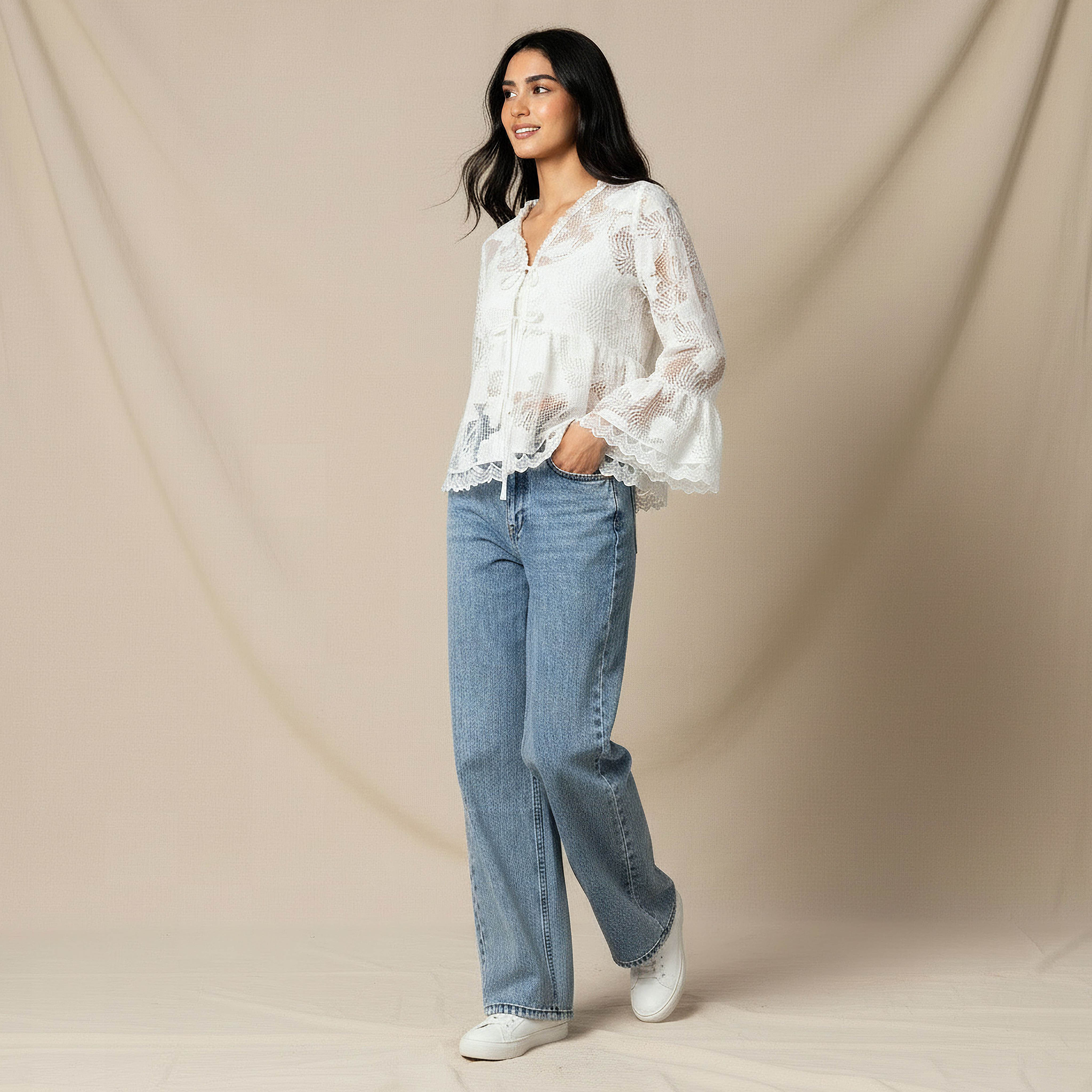 Iconic Relaxed Fit Coverup Top with Scalloped Hem-women-clothing-shirtsandblouses-blouses-image-3