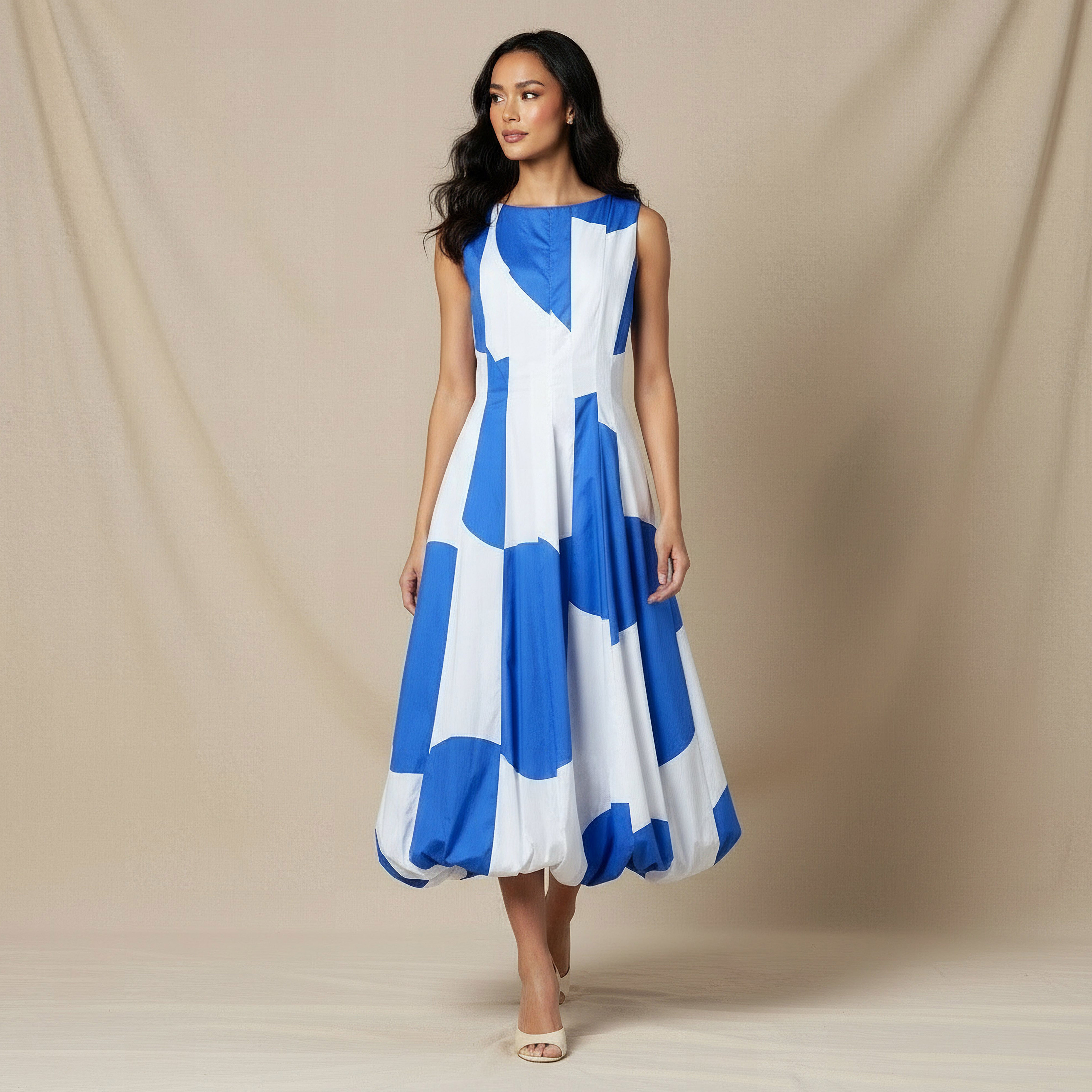 Iconic Printed A-line Women Dress with Balloon Hem-women-clothing-dresses-image-2