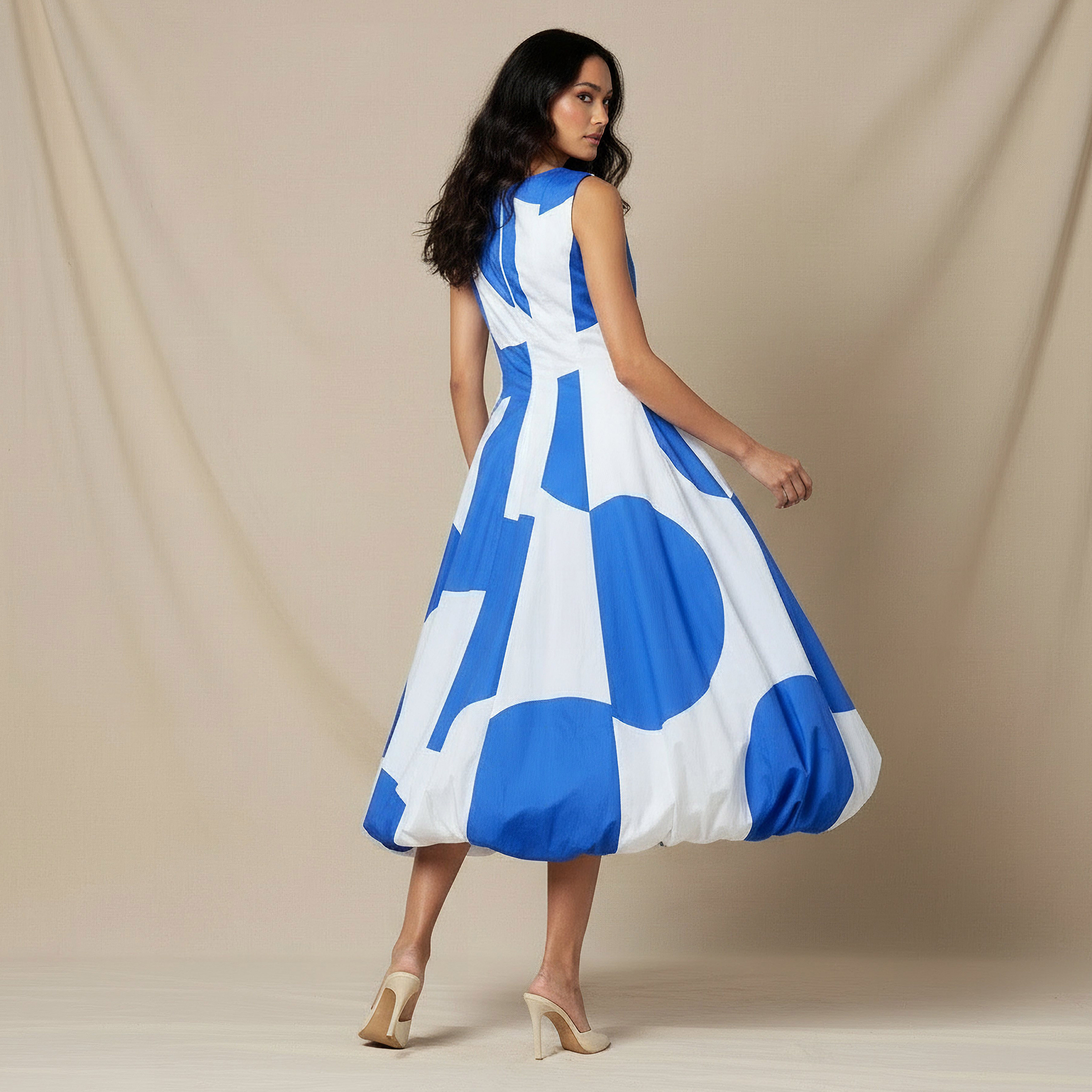 Iconic Printed A-line Women Dress with Balloon Hem-women-clothing-dresses-image-3
