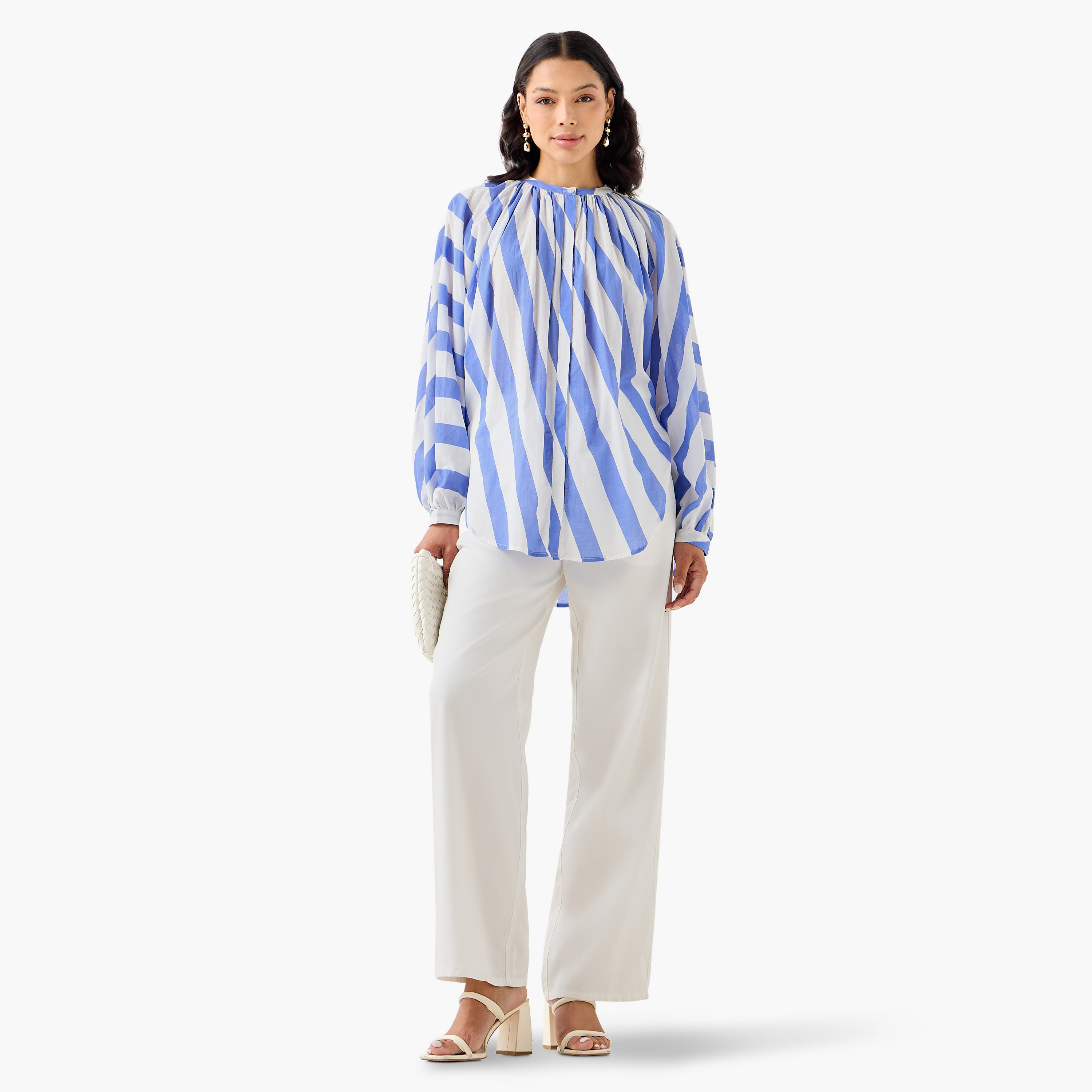 Iconic Relaxed Fit Cotton Top with Stripes-women-clothing-coordsets-image-3