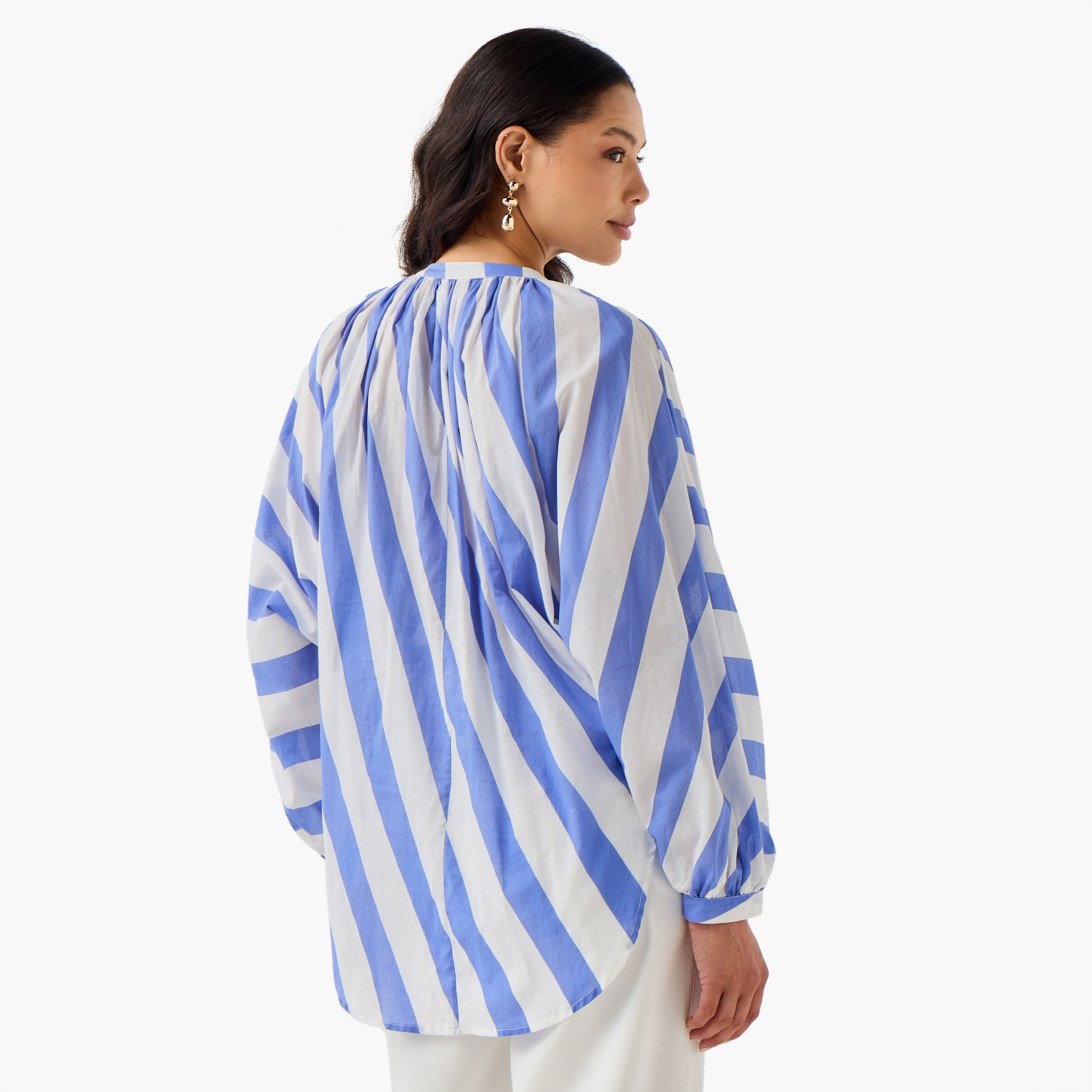 Iconic Relaxed Fit Cotton Top with Stripes-women-clothing-coordsets-image-4