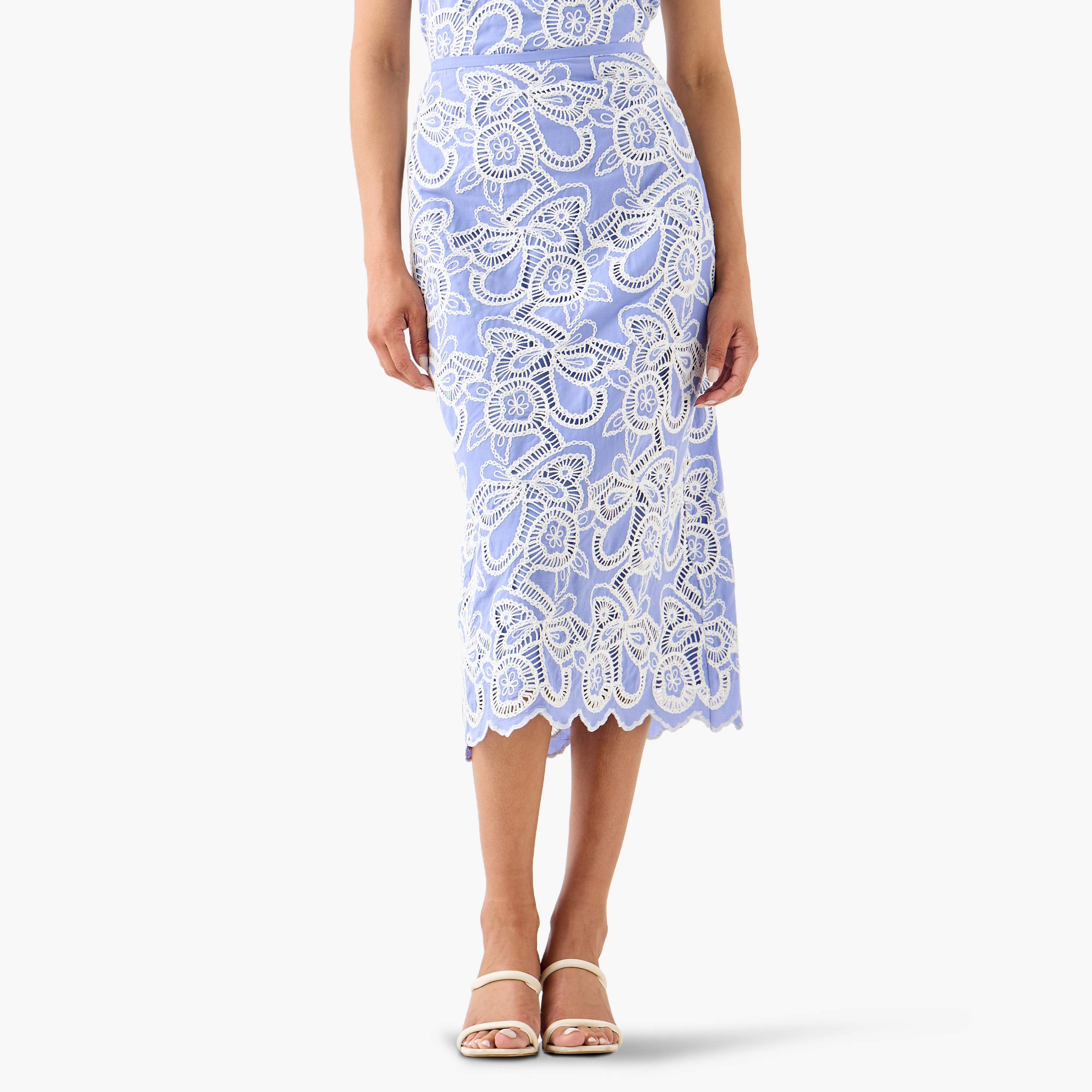 Iconic Midi Cotton Cutwork Embroidered Skirt with Slit-women-clothing-bottoms-skirts-image-2