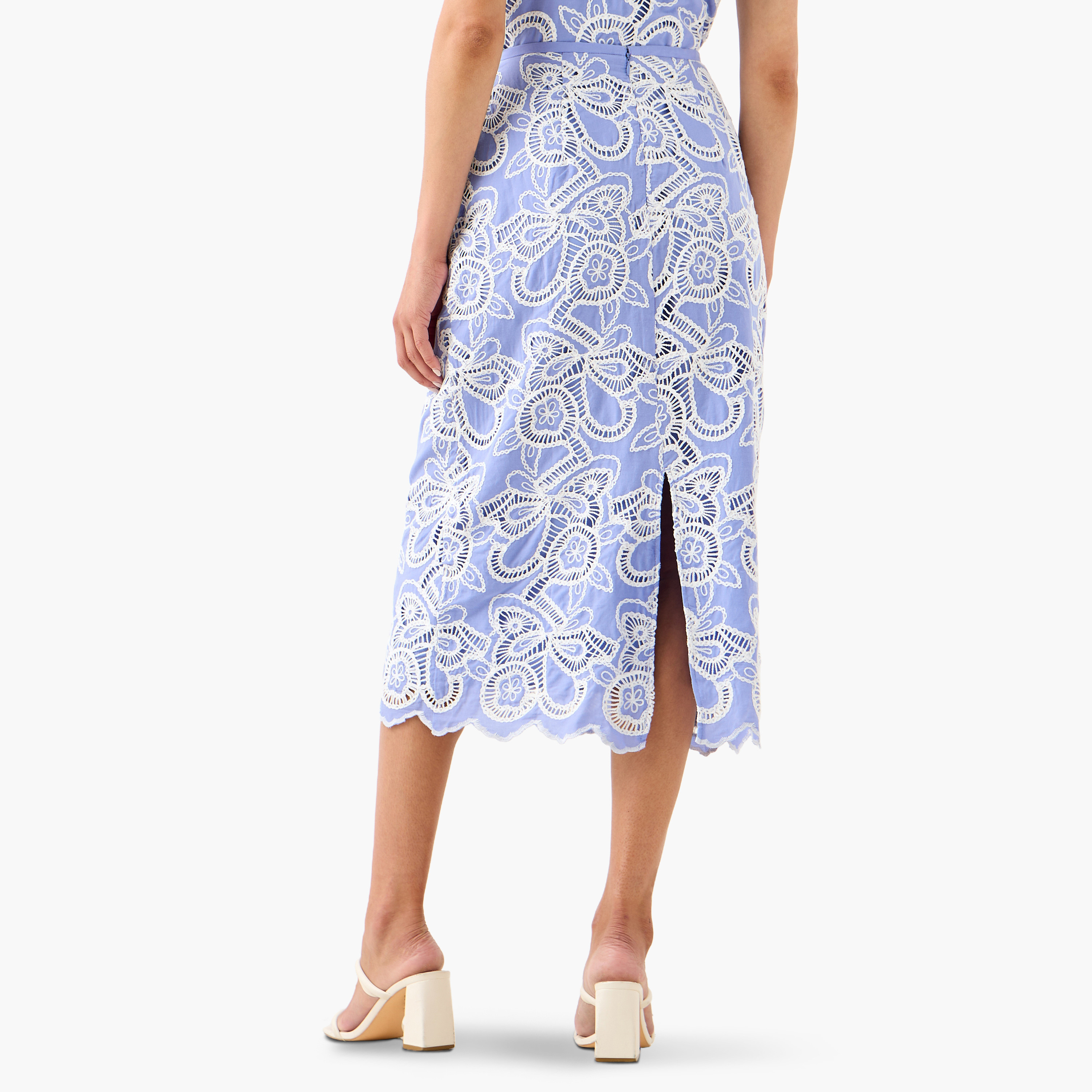 Iconic Midi Cotton Cutwork Embroidered Skirt with Slit-women-clothing-bottoms-skirts-image-4