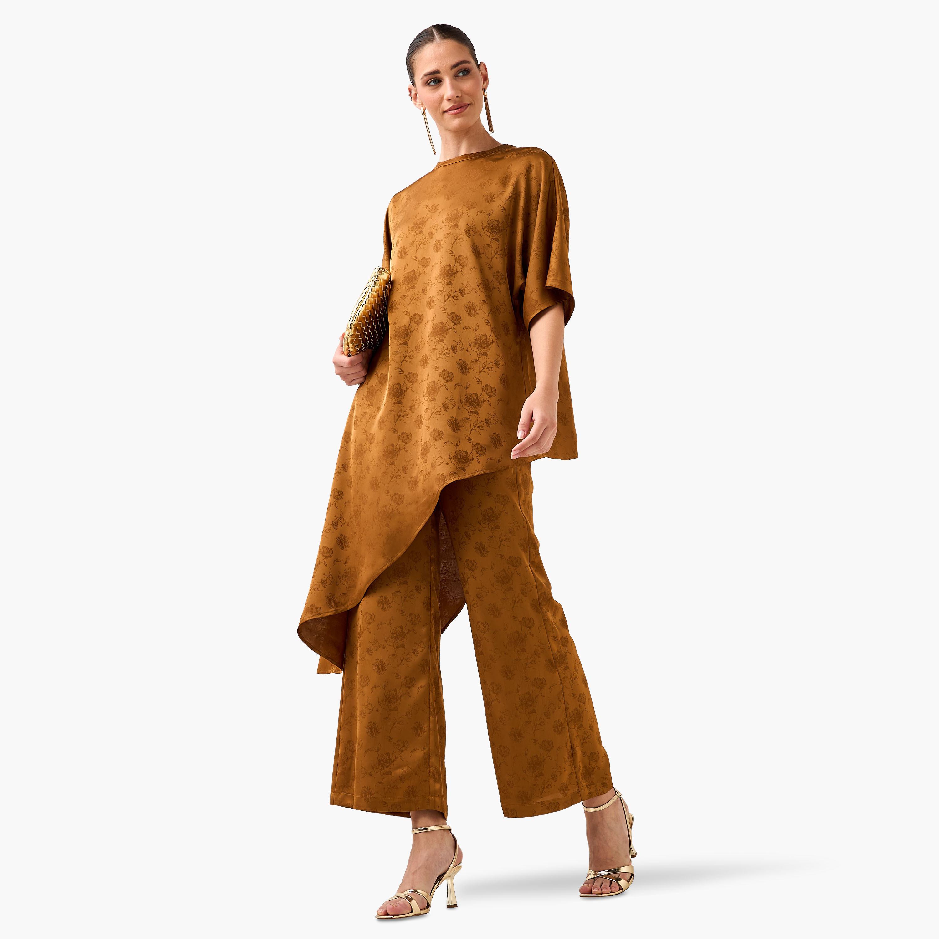 Iconic Jacquard Asymmetric Top with Floral Print-women-clothing-coordsets-image-5