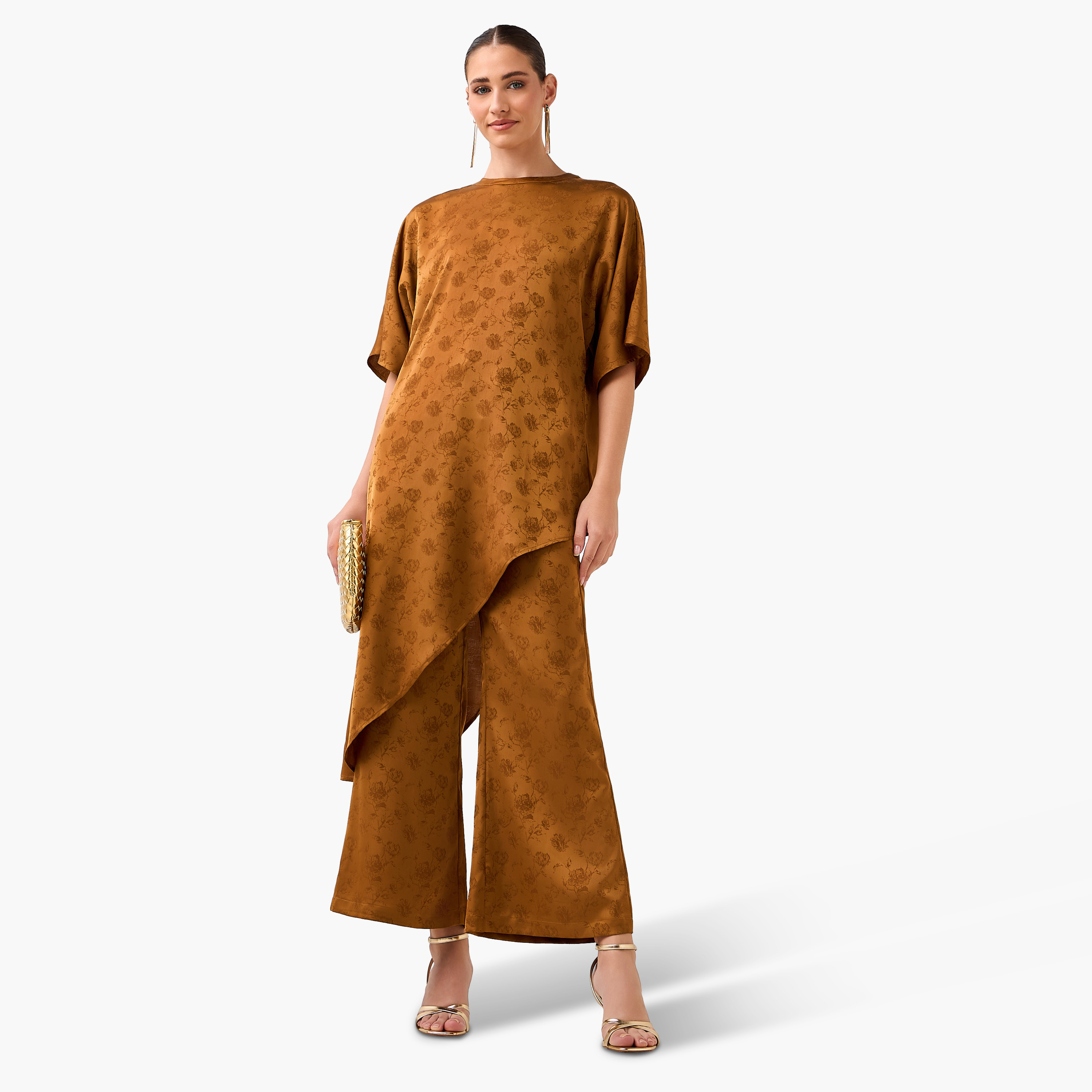 Iconic Jacquard Textured Wide Leg Pants-women-clothing-coordsets-image-3