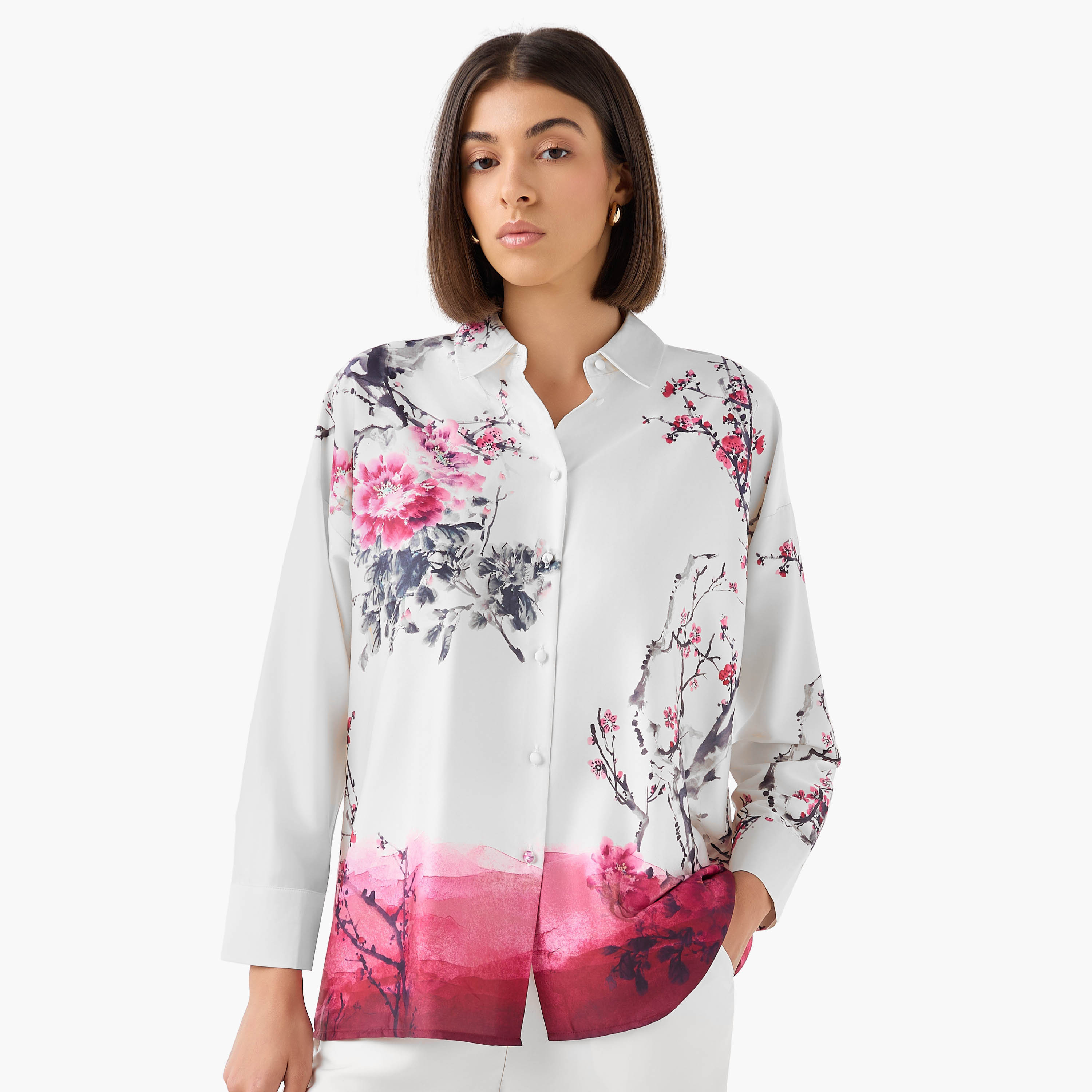 Iconic Regular Fit Shirt with Floral Print-women-clothing-shirtsandblouses-shirts-image-3