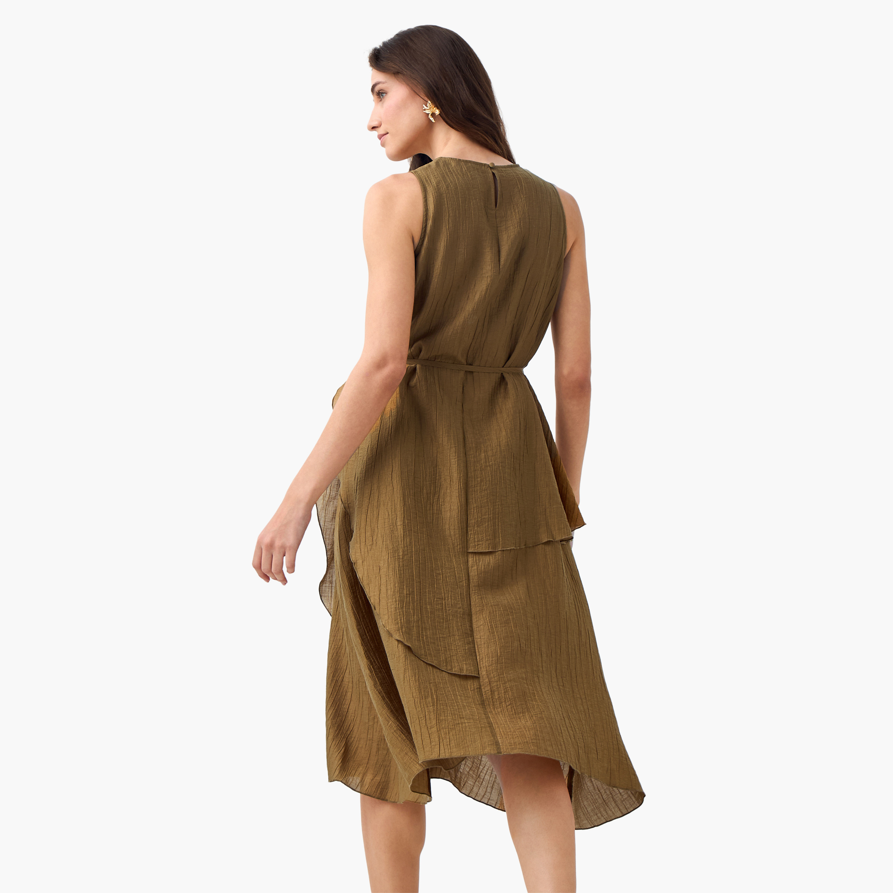 Iconic Relaxed Fit Asymmetrical Linen Blend Dress with Belt-women-clothing-dresses-image-4