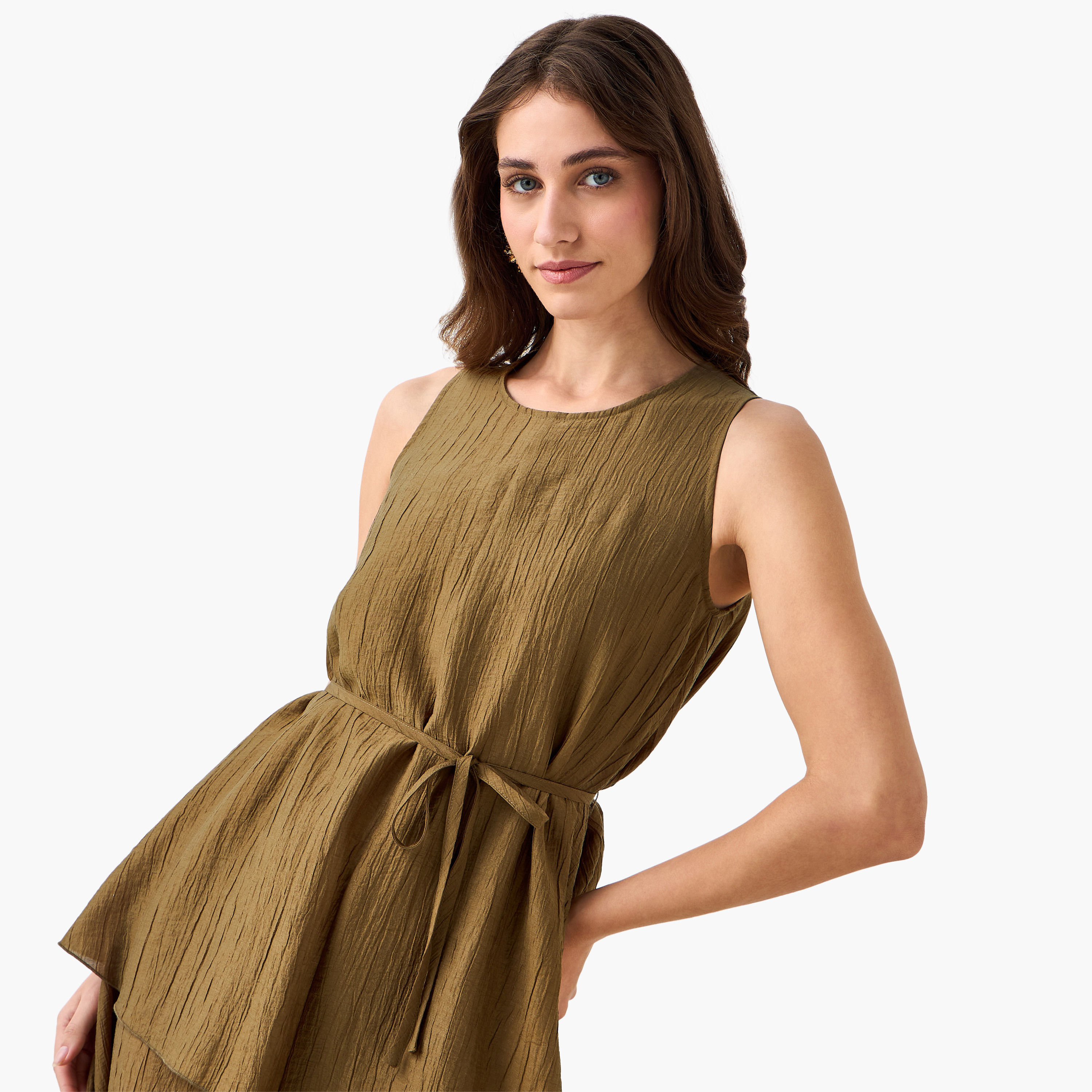 Iconic Relaxed Fit Asymmetrical Linen Blend Dress with Belt-women-clothing-dresses-image-5