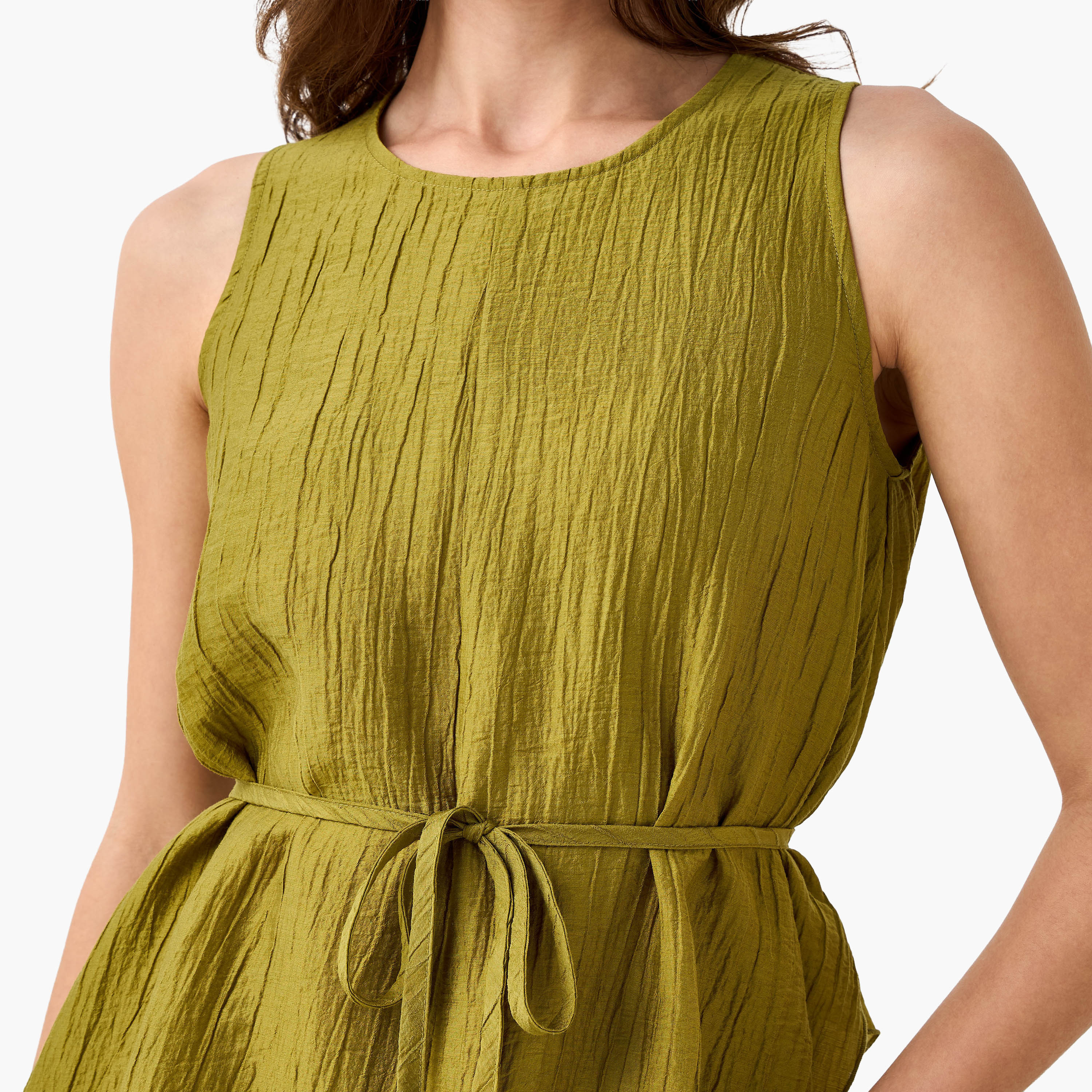 Iconic Relaxed Fit Asymmetrical Linen Blend Dress with Belt-women-clothing-dresses-image-2