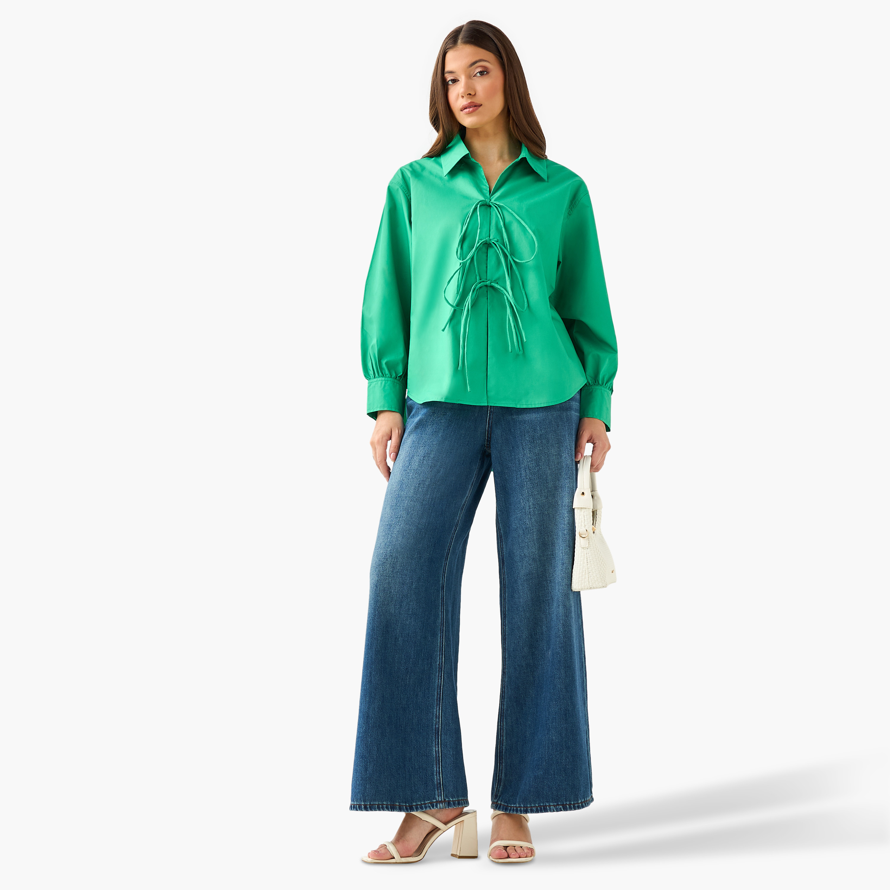 Iconic Relaxed Fit Cotton Shirt with Tie-Ups-women-clothing-shirtsandblouses-shirts-image-5