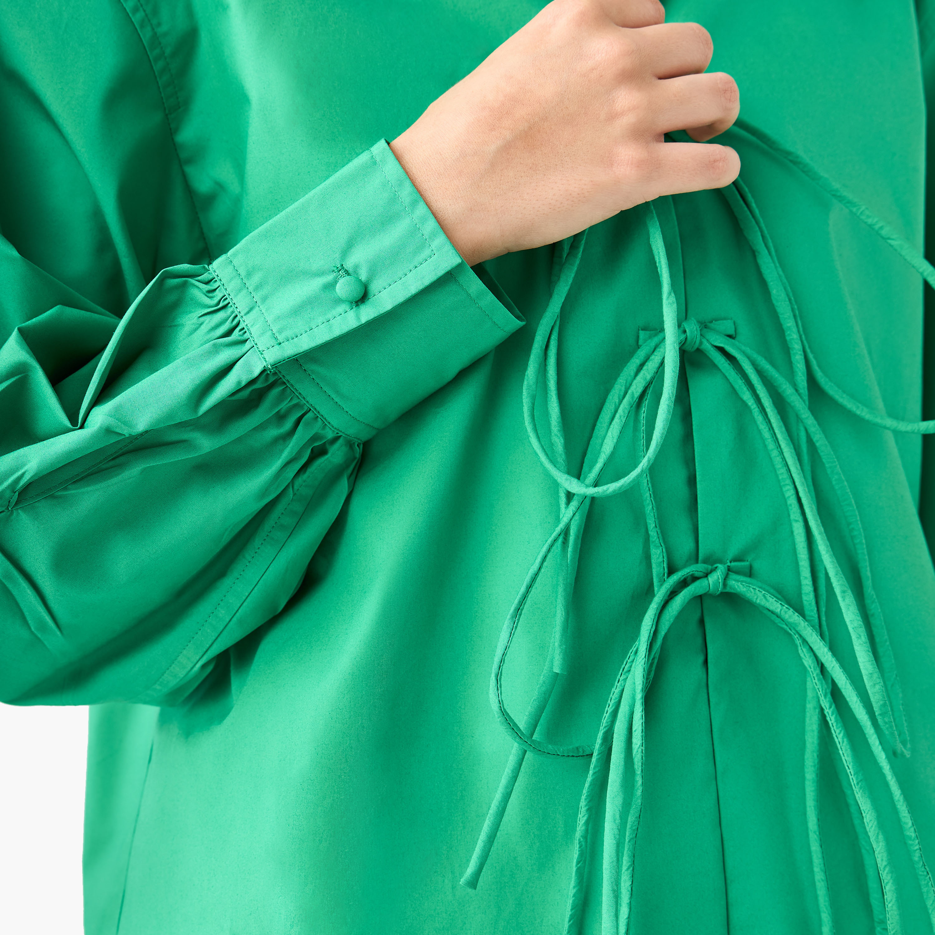 Iconic Relaxed Fit Cotton Shirt with Tie-Ups-women-clothing-shirtsandblouses-shirts-image-7
