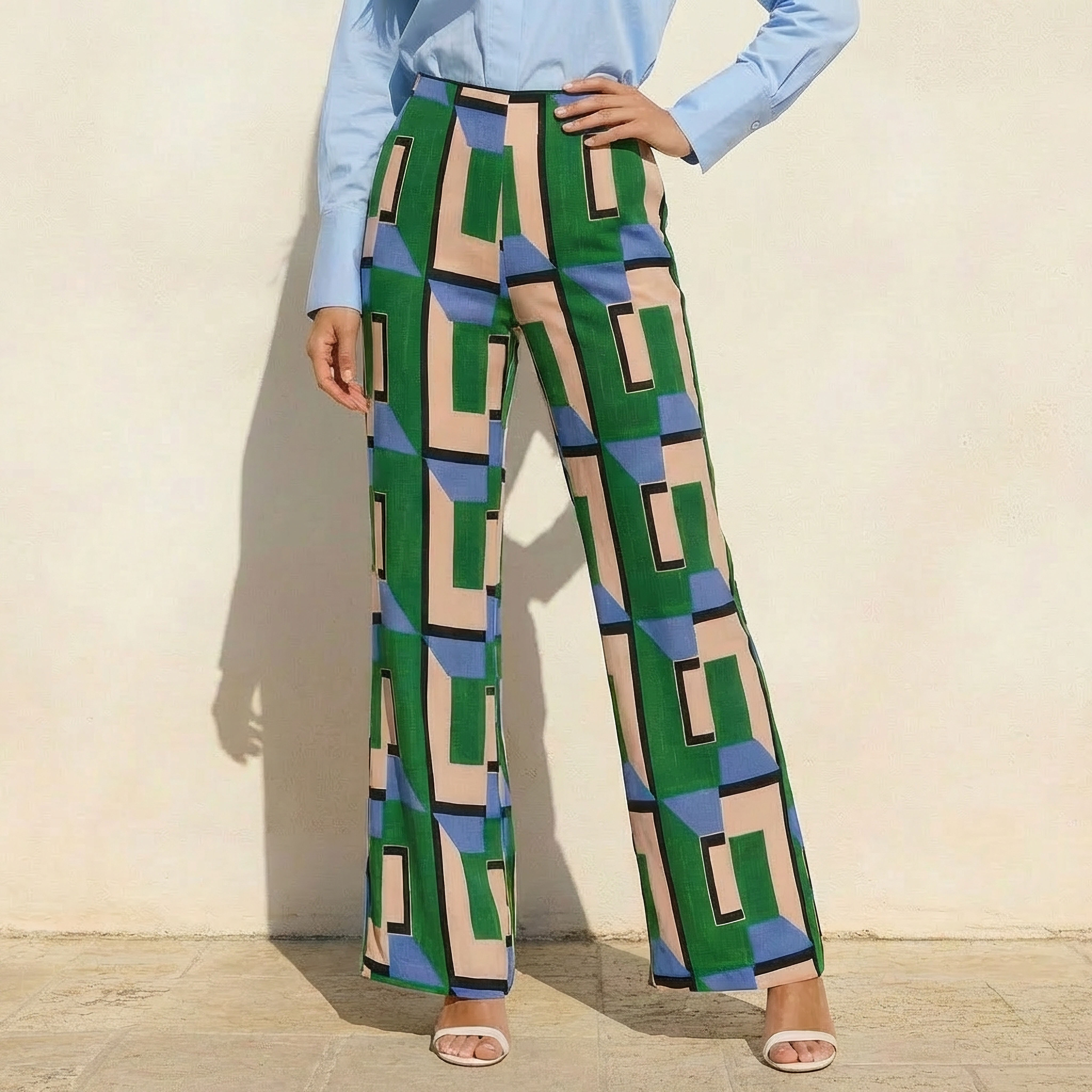 Iconic High Waist Geometric Print Viscose Wide Leg Pants-women-clothing-bottoms-trousers-image-1