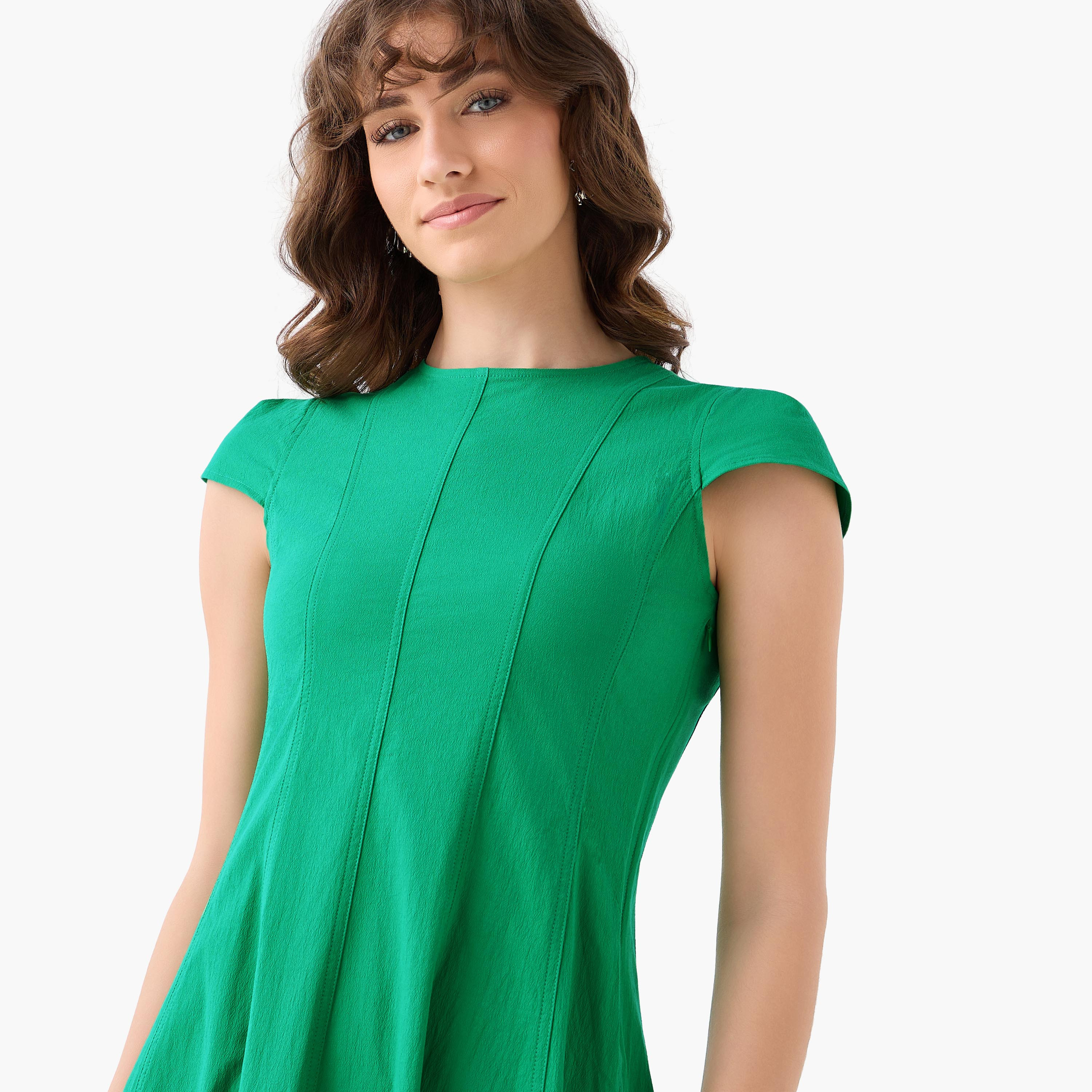 Iconic A-line Midi Dress with Cap Sleeves-women-clothing-dresses-image-5