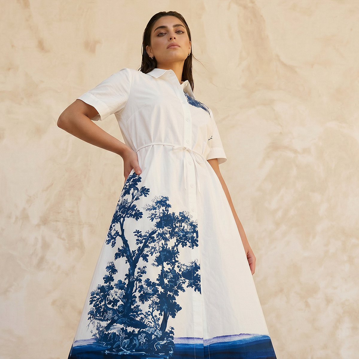 Iconic Printed Women Shirt Dress with Tie-Up Belt-women-clothing-dresses-image-5