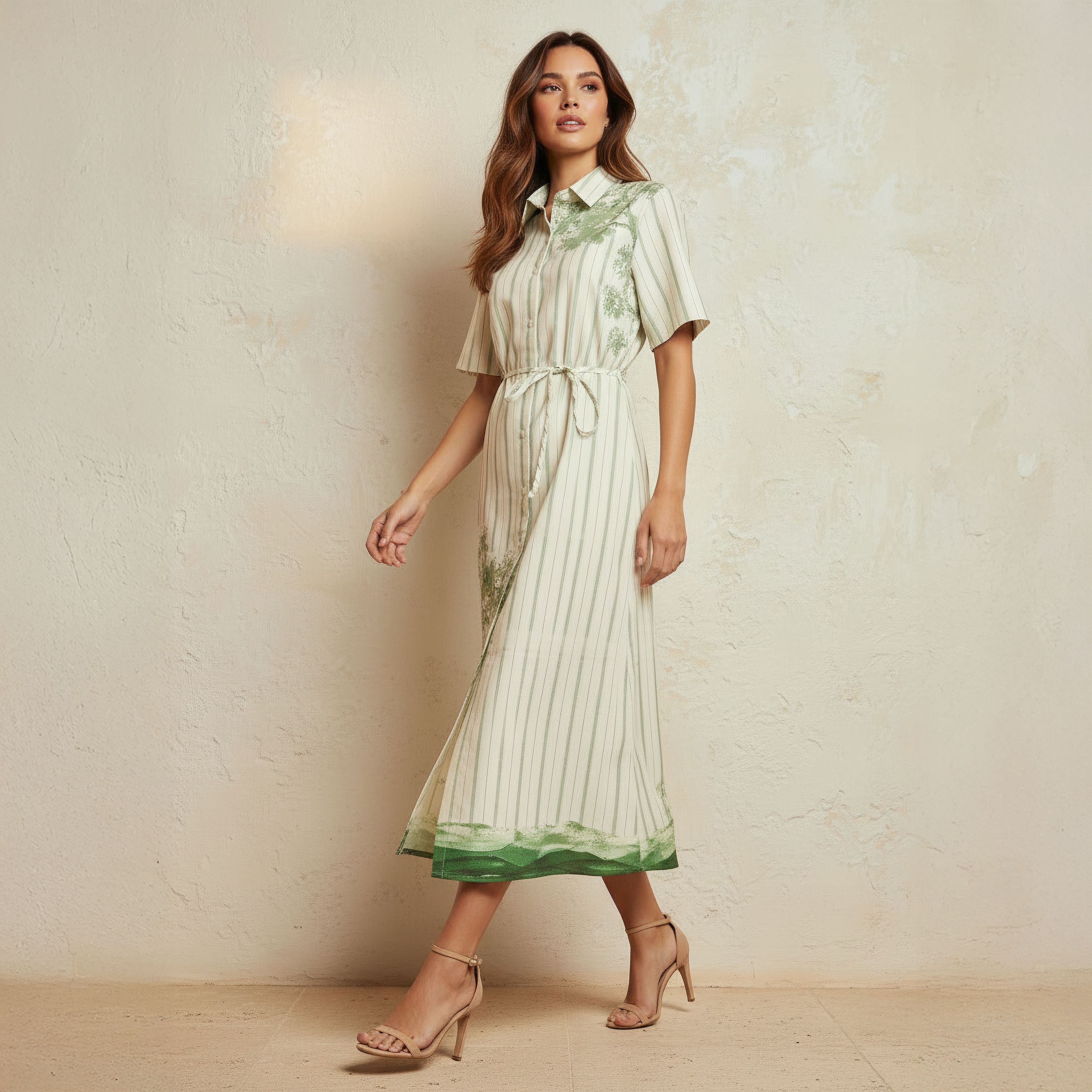 Iconic Printed Women Shirt Dress with Tie-Up Belt-women-clothing-dresses-image-3