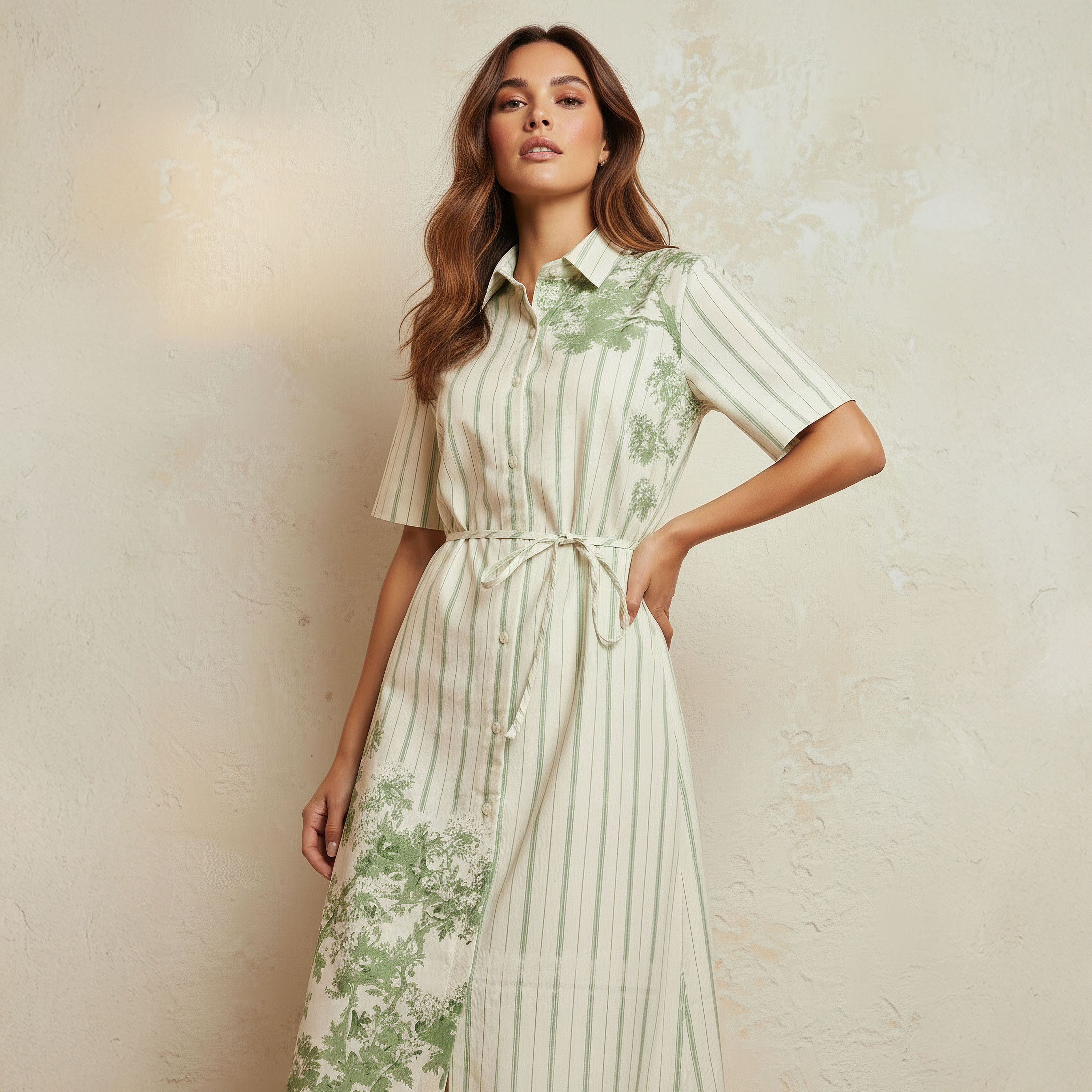 Iconic Printed Women Shirt Dress with Tie-Up Belt-women-clothing-dresses-image-5