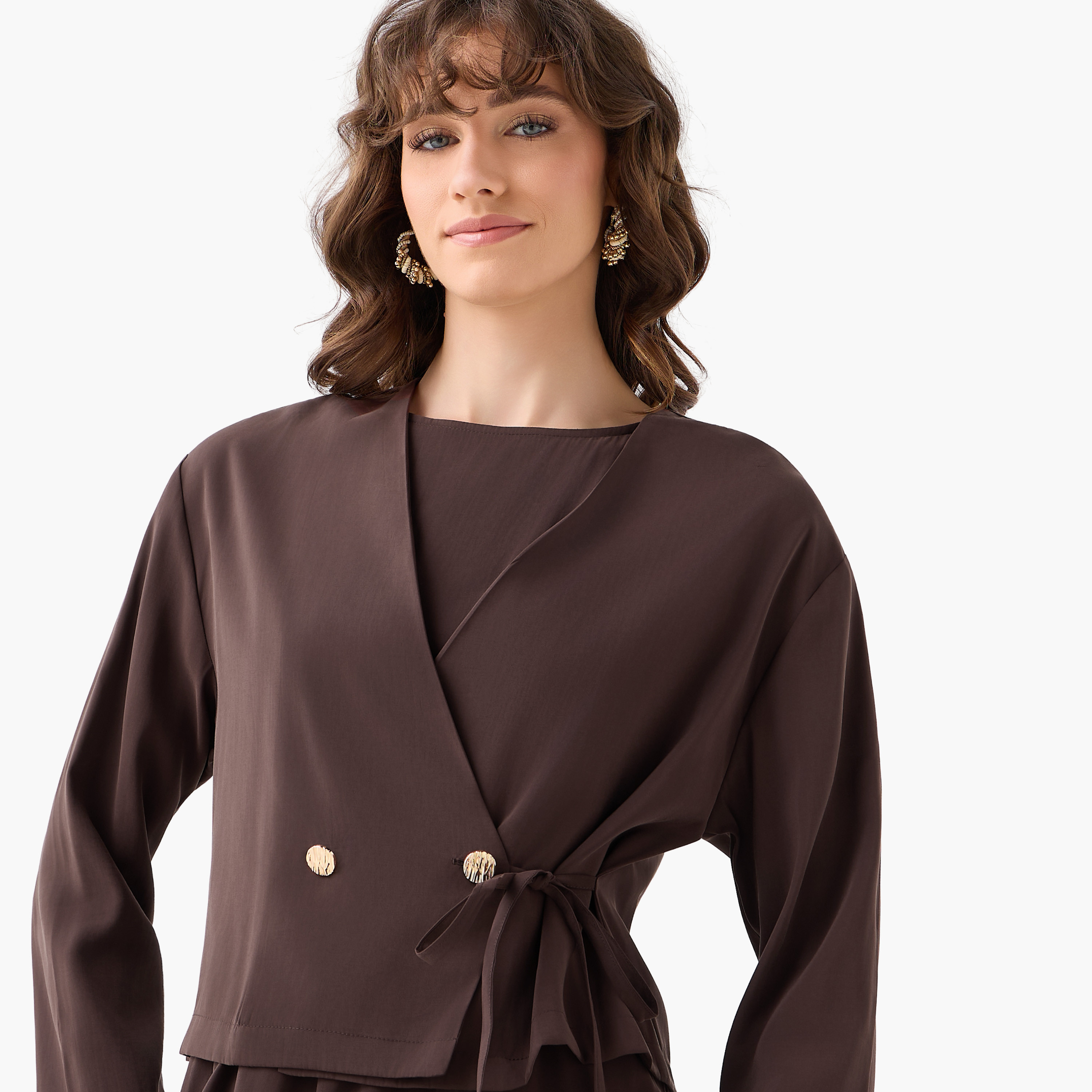 Iconic Layered Maxi Wrap Dress with Button Detail-women-clothing-dresses-image-7