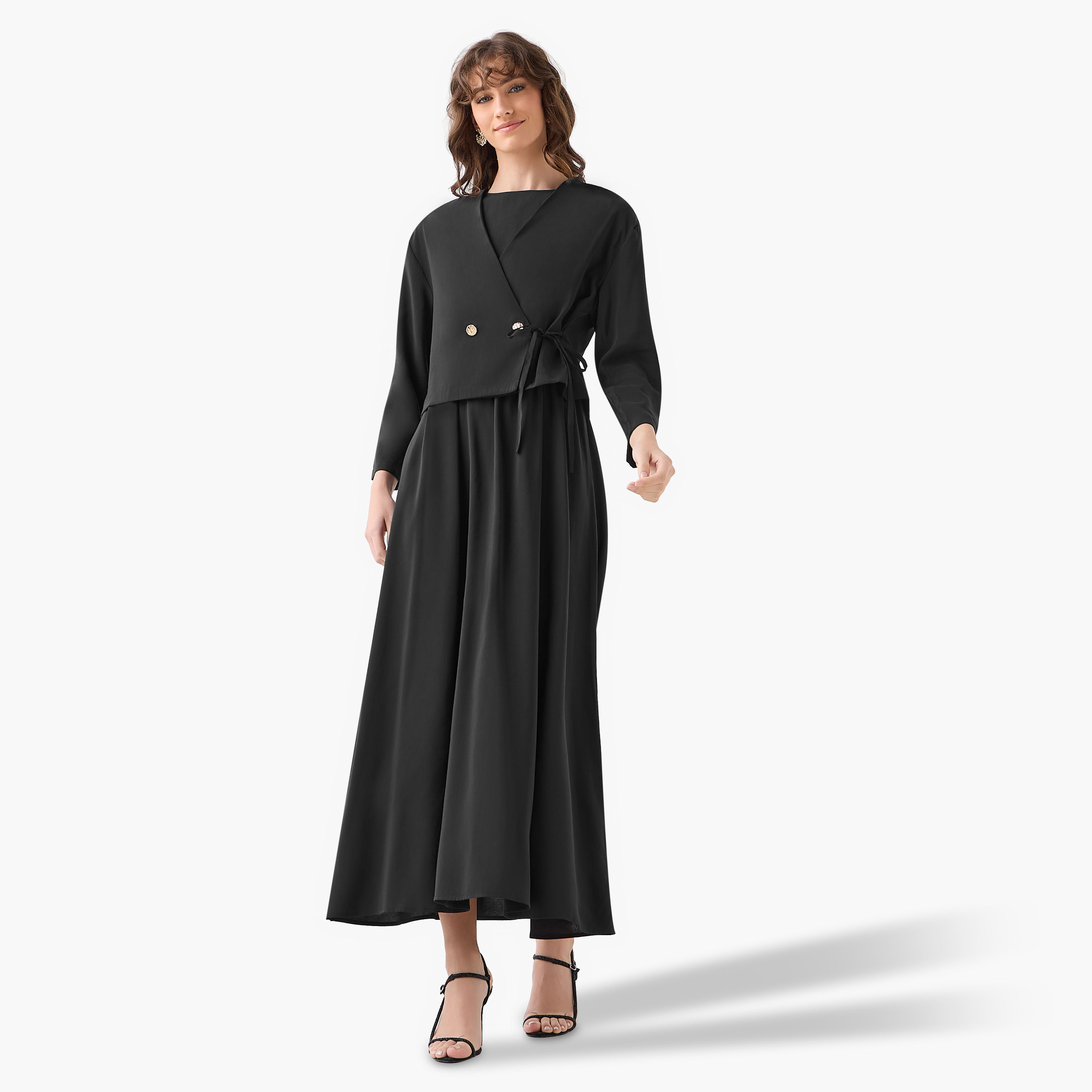 Iconic Layered Maxi Wrap Dress with Button Detail-women-clothing-dresses-image-3