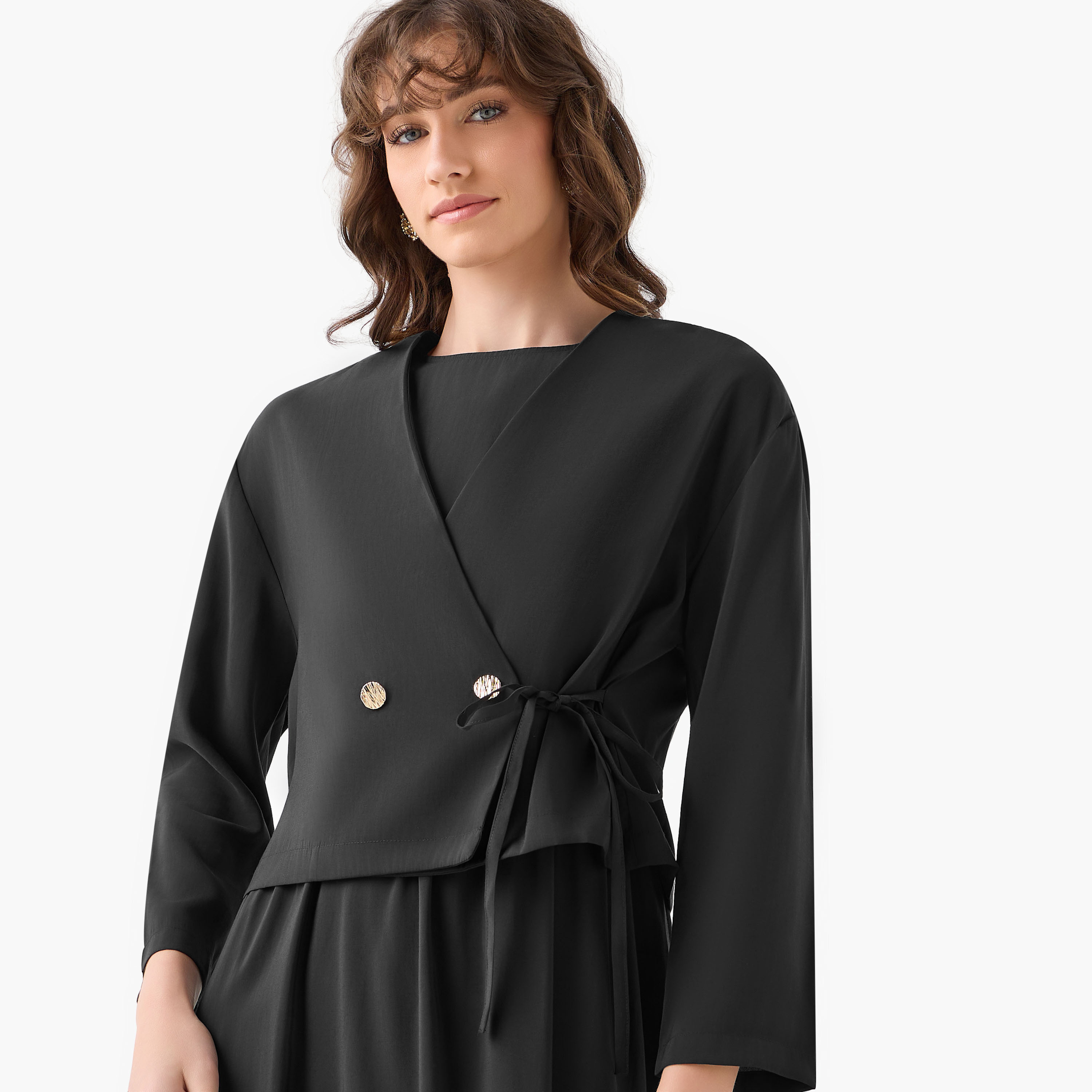 Iconic Layered Maxi Wrap Dress with Button Detail-women-clothing-dresses-image-7