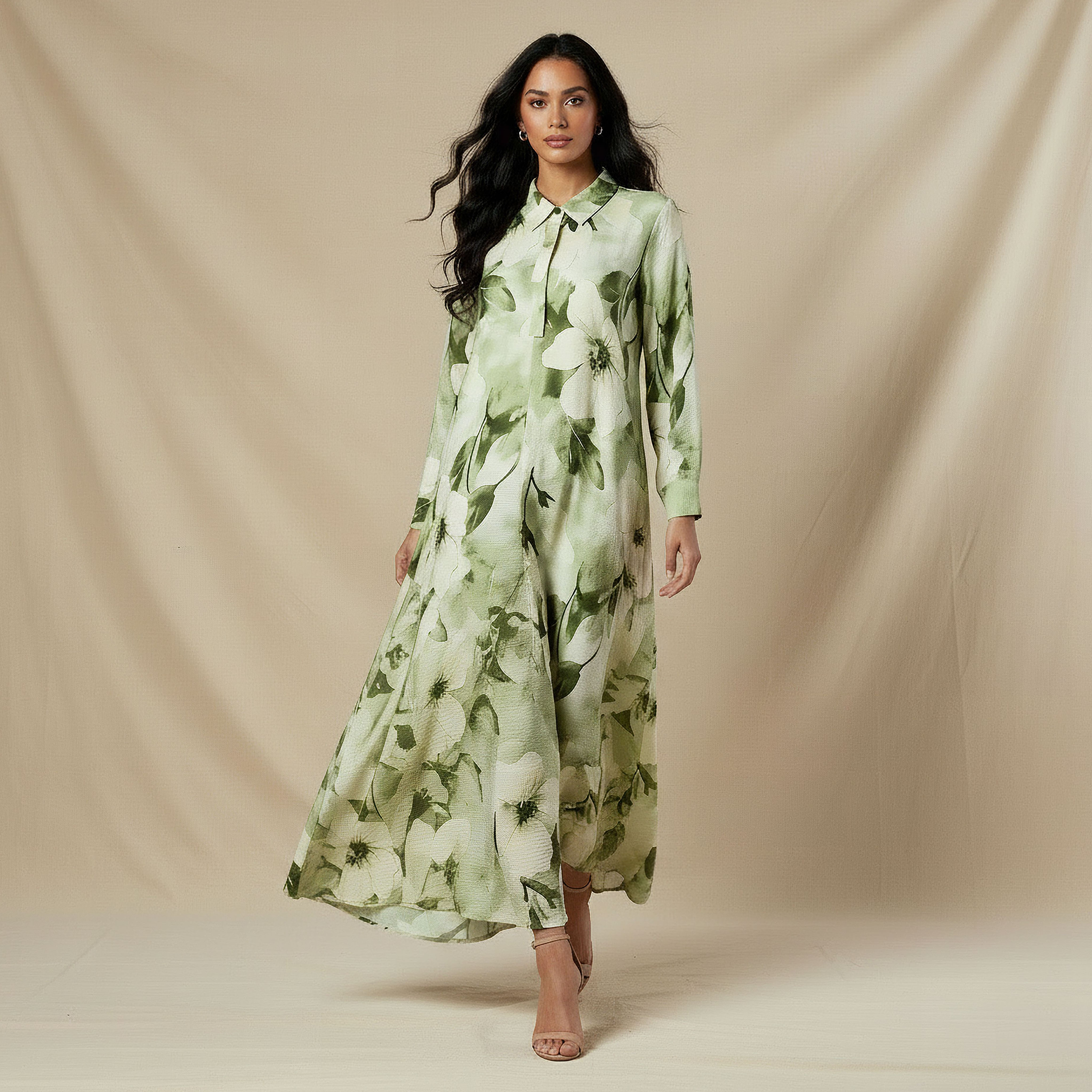 Iconic Trapeze Midi Dress with Floral Print-women-clothing-dresses-image-1