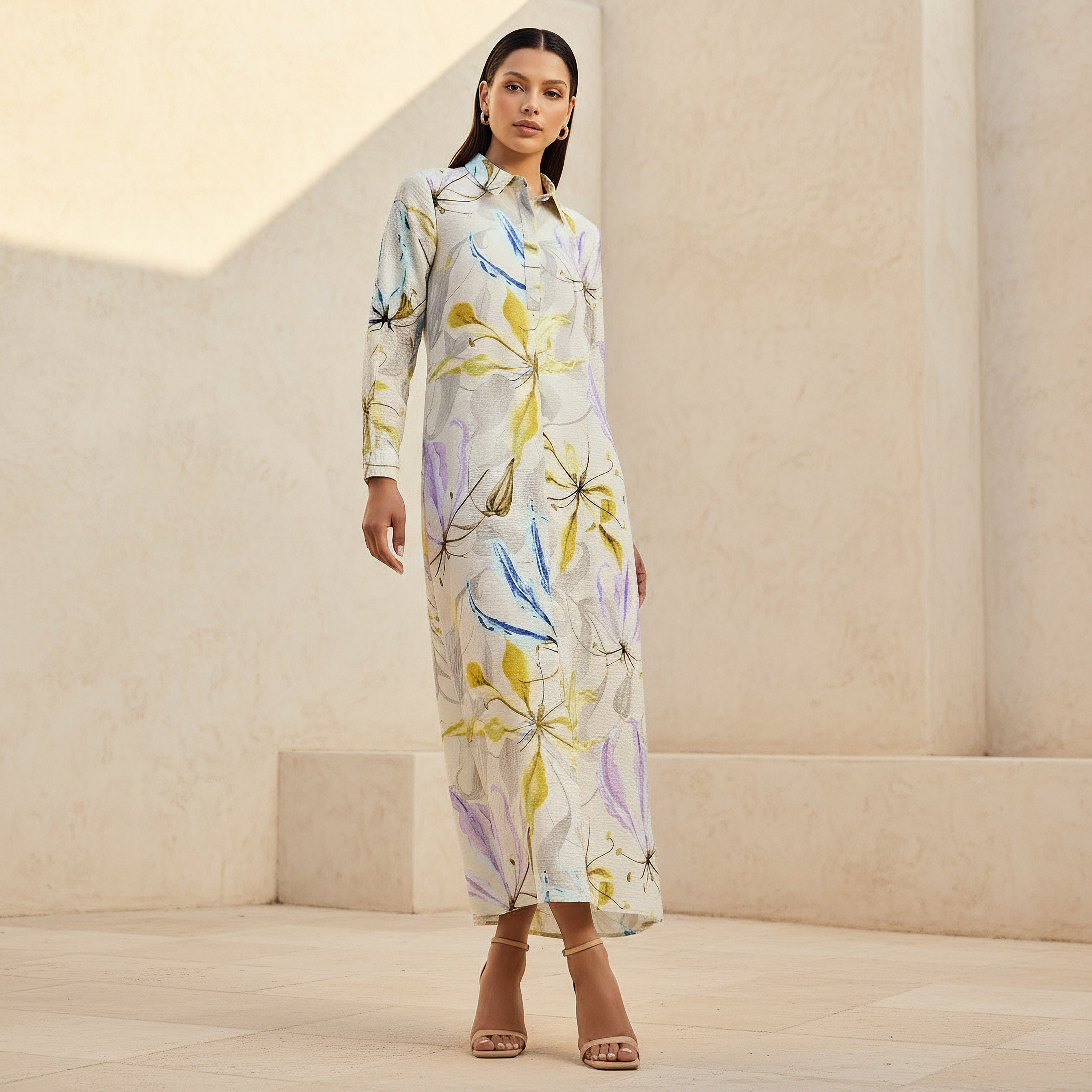 Iconic Trapeze Midi Dress with Floral Print-women-clothing-dresses-image-1