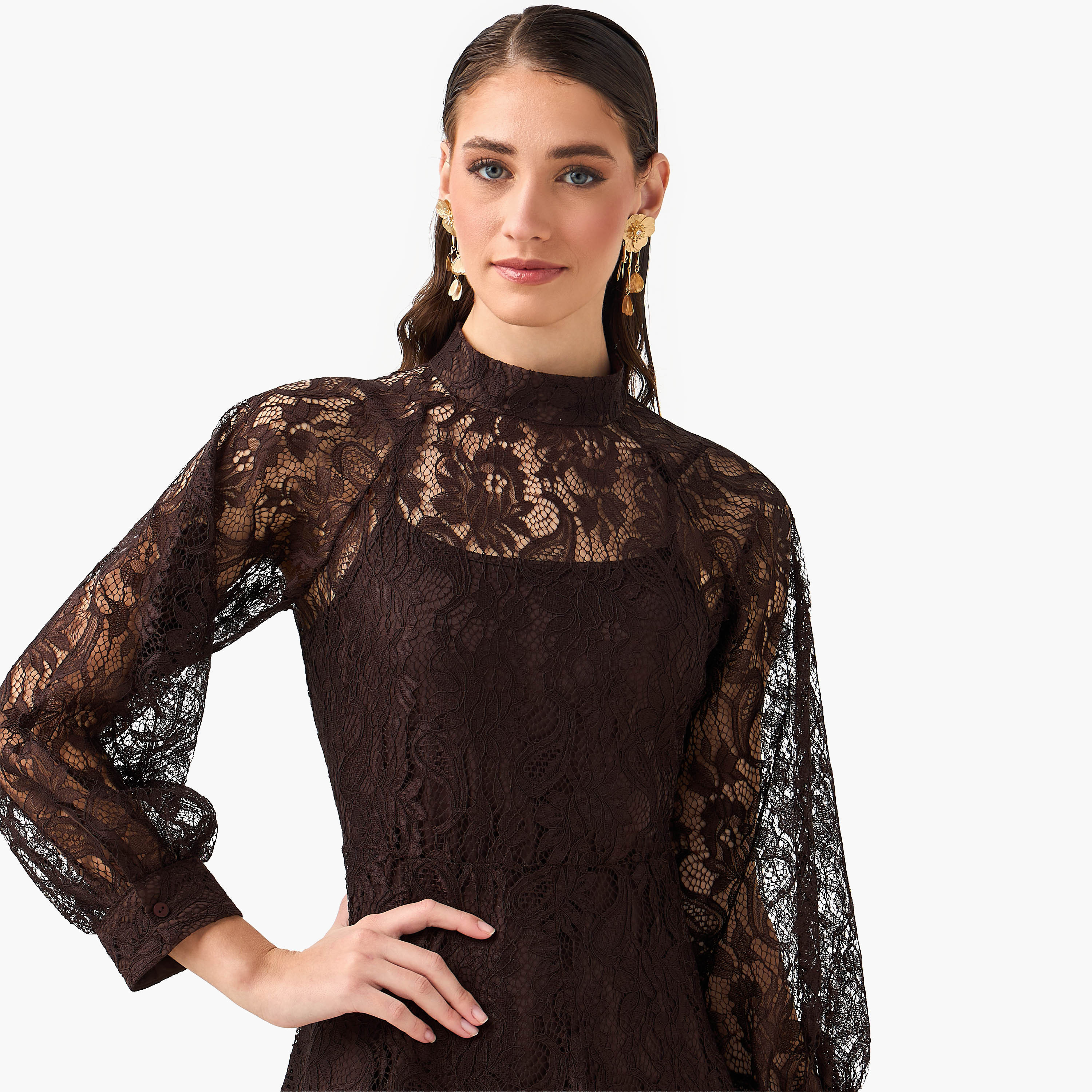 Iconic Midi A-line Dress with Lace Detail-women-clothing-dresses-image-4