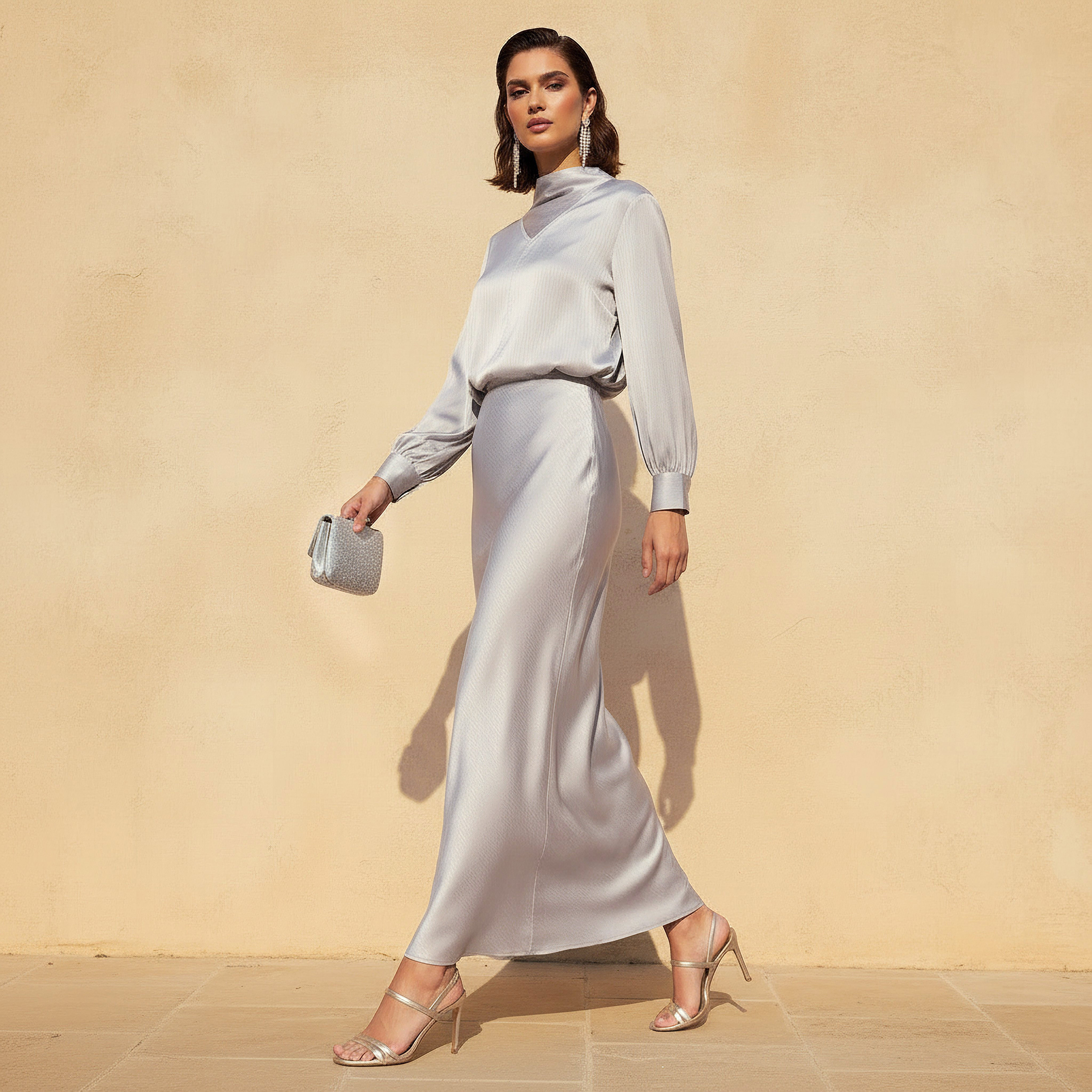 Iconic Satin Cowl Neck Top with Long Sleeves-women-clothing-coordsets-image-2