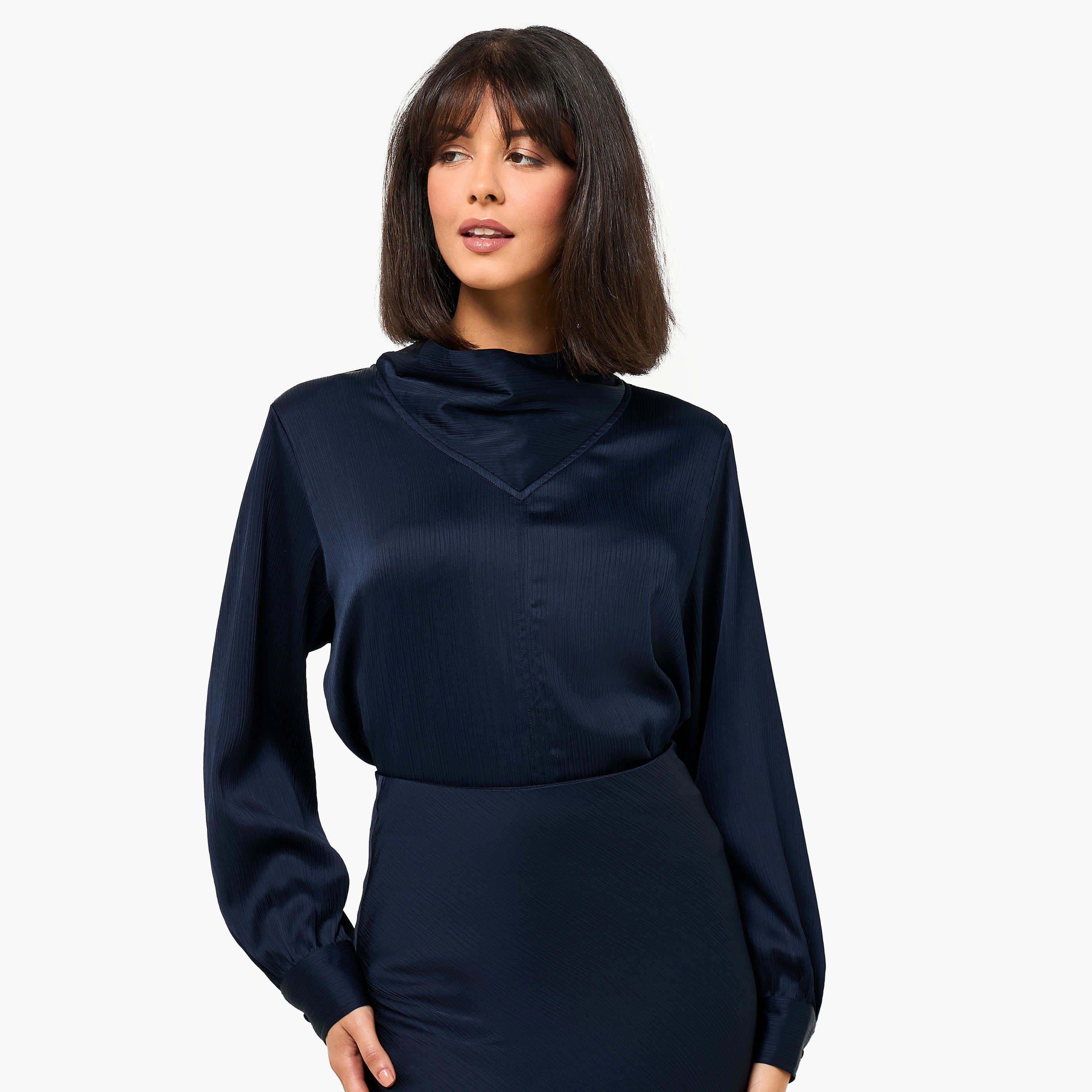 Iconic Satin Cowl Neck Top with Long Sleeves-women-clothing-coordsets-image-4