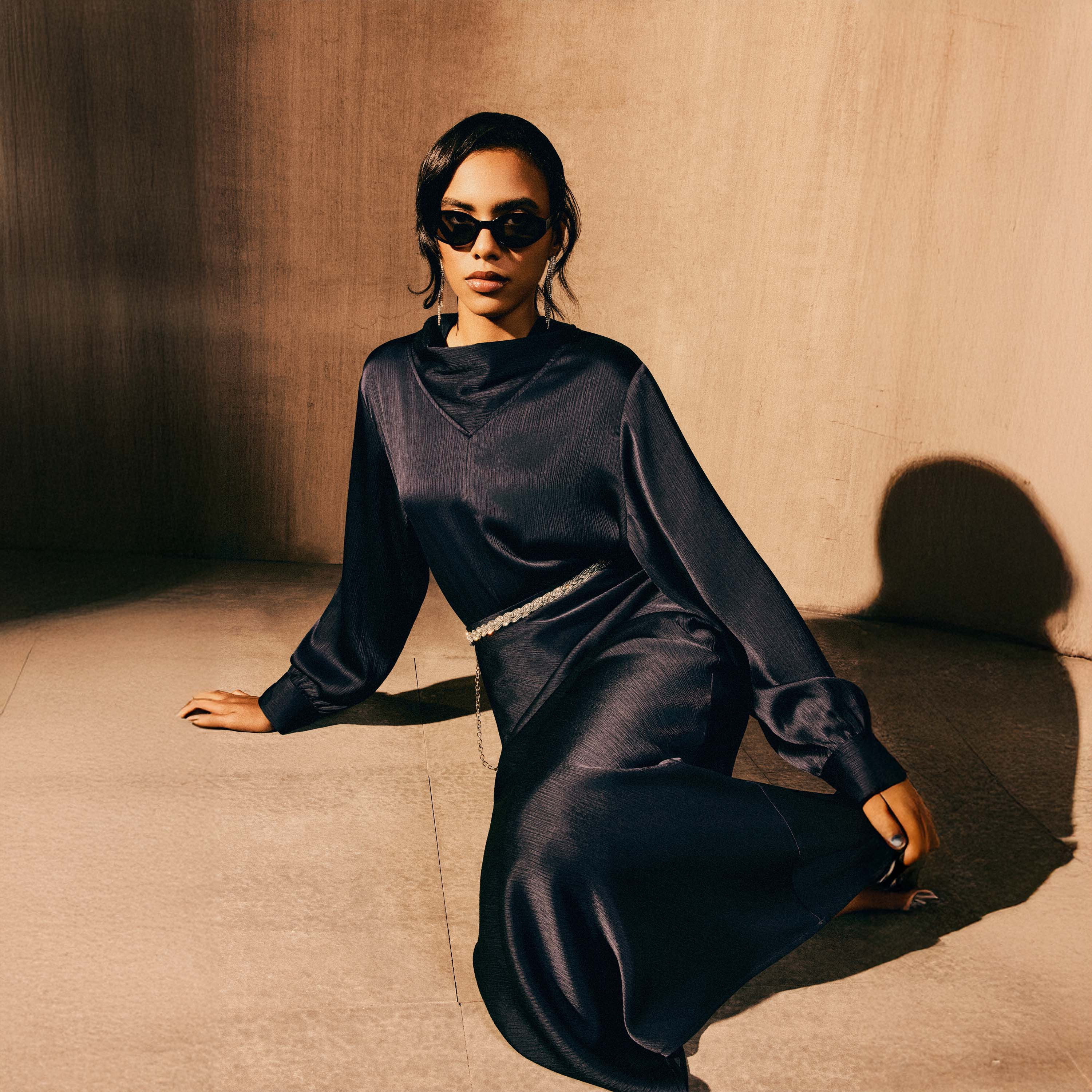 Iconic Satin Cowl Neck Top with Long Sleeves-women-clothing-coordsets-image-1
