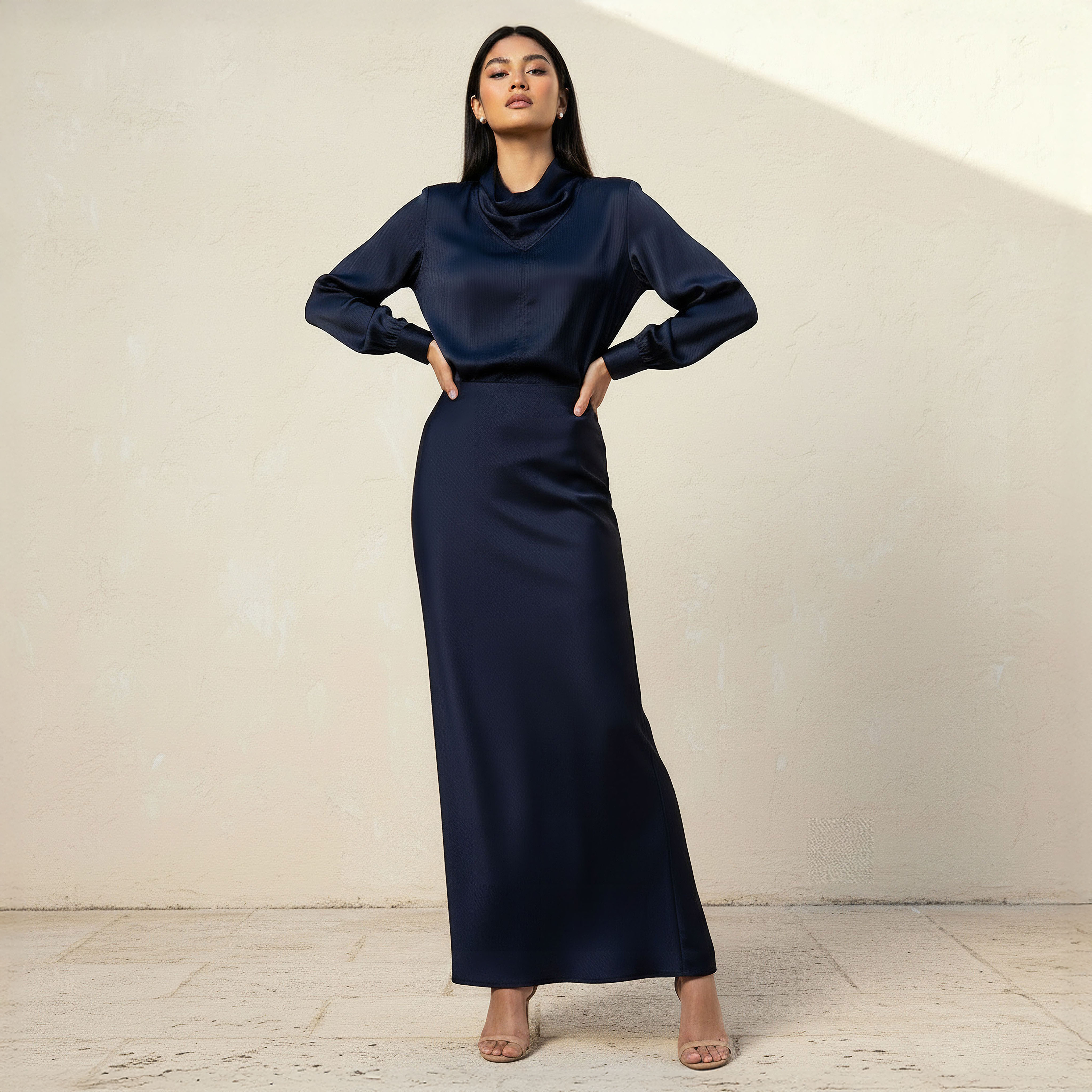 Iconic Maxi Length Column A-line Skirt with Zip Closure-women-clothing-bottoms-skirts-image-4