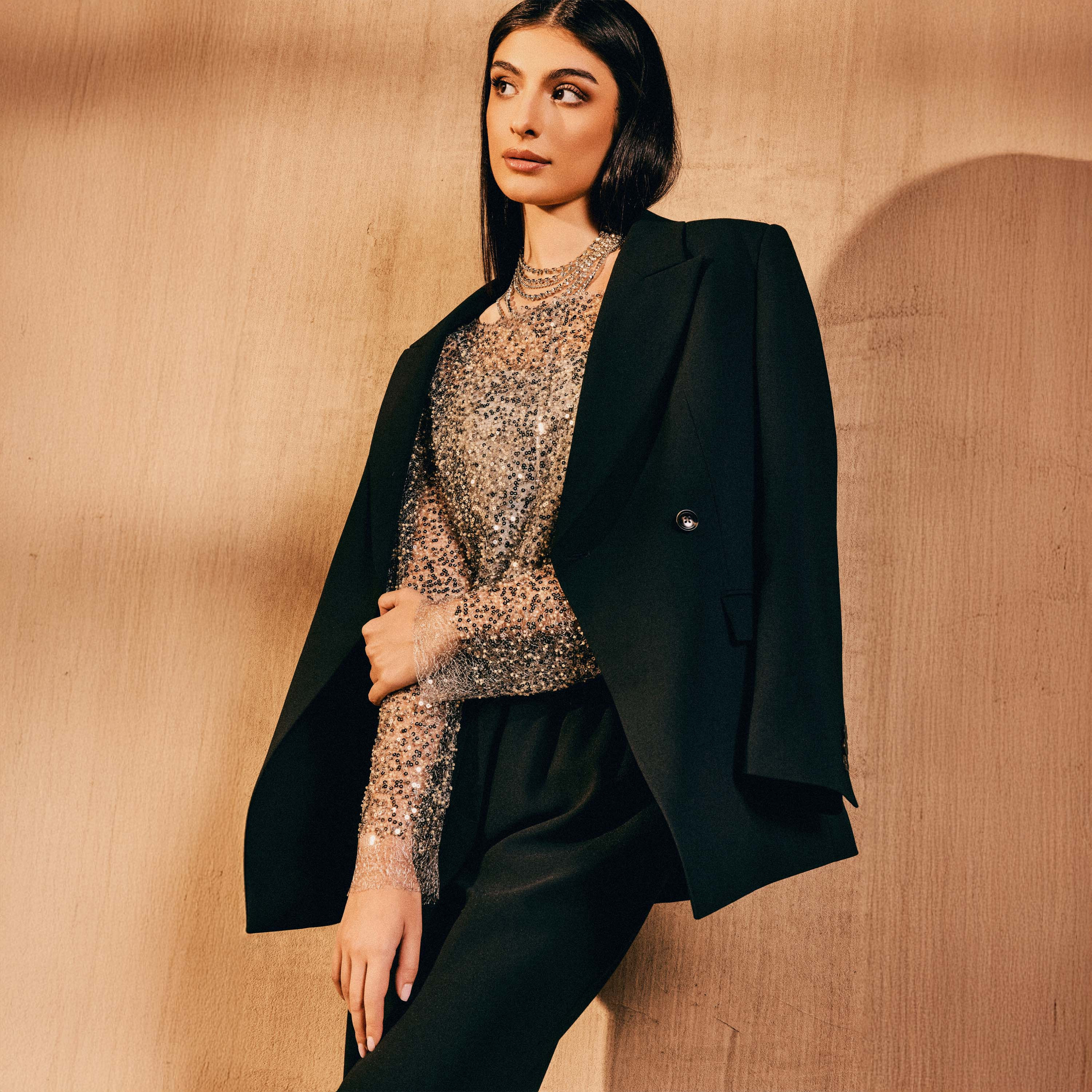 Iconic Regular Fit Linen Blend Top with Sequin Embellishments-women-clothing-shirtsandblouses-blouses-image-1