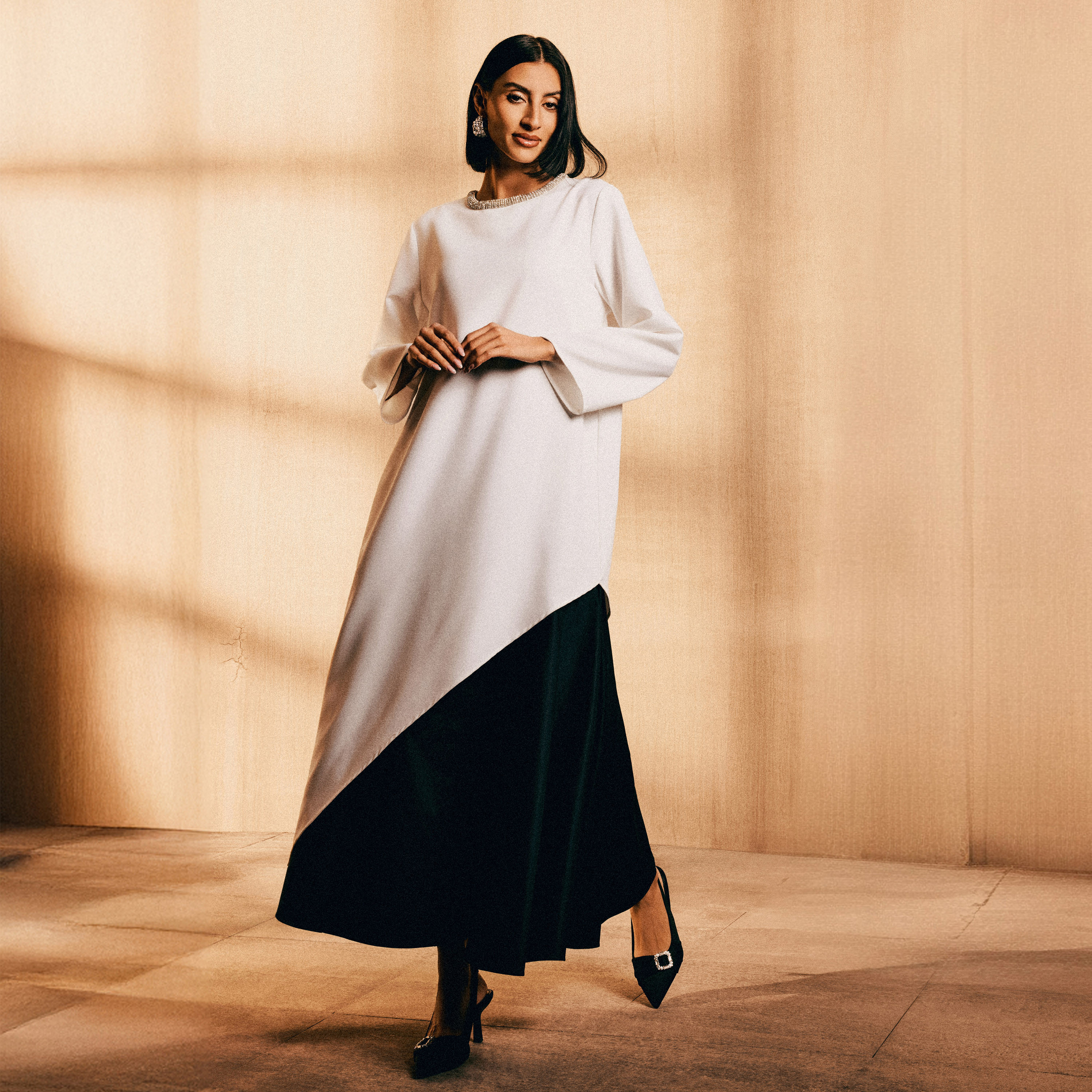 Iconic Maxi Length Cotton A-line Skirt with Panelled Waistband-women-clothing-bottoms-skirts-image-1