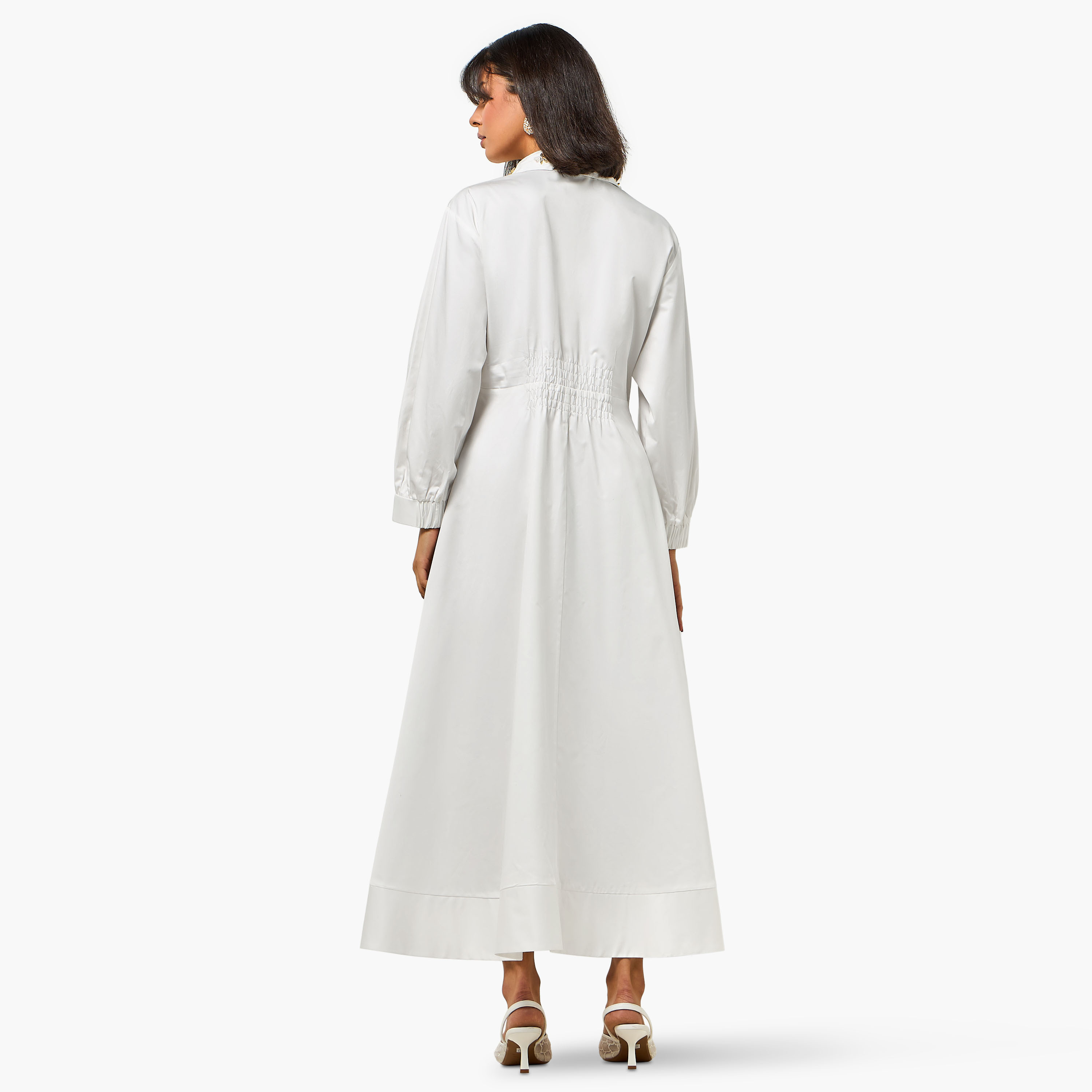 Iconic Pintuck Shirt Women Dress with Embellished Collar-women-clothing-dresses-image-5