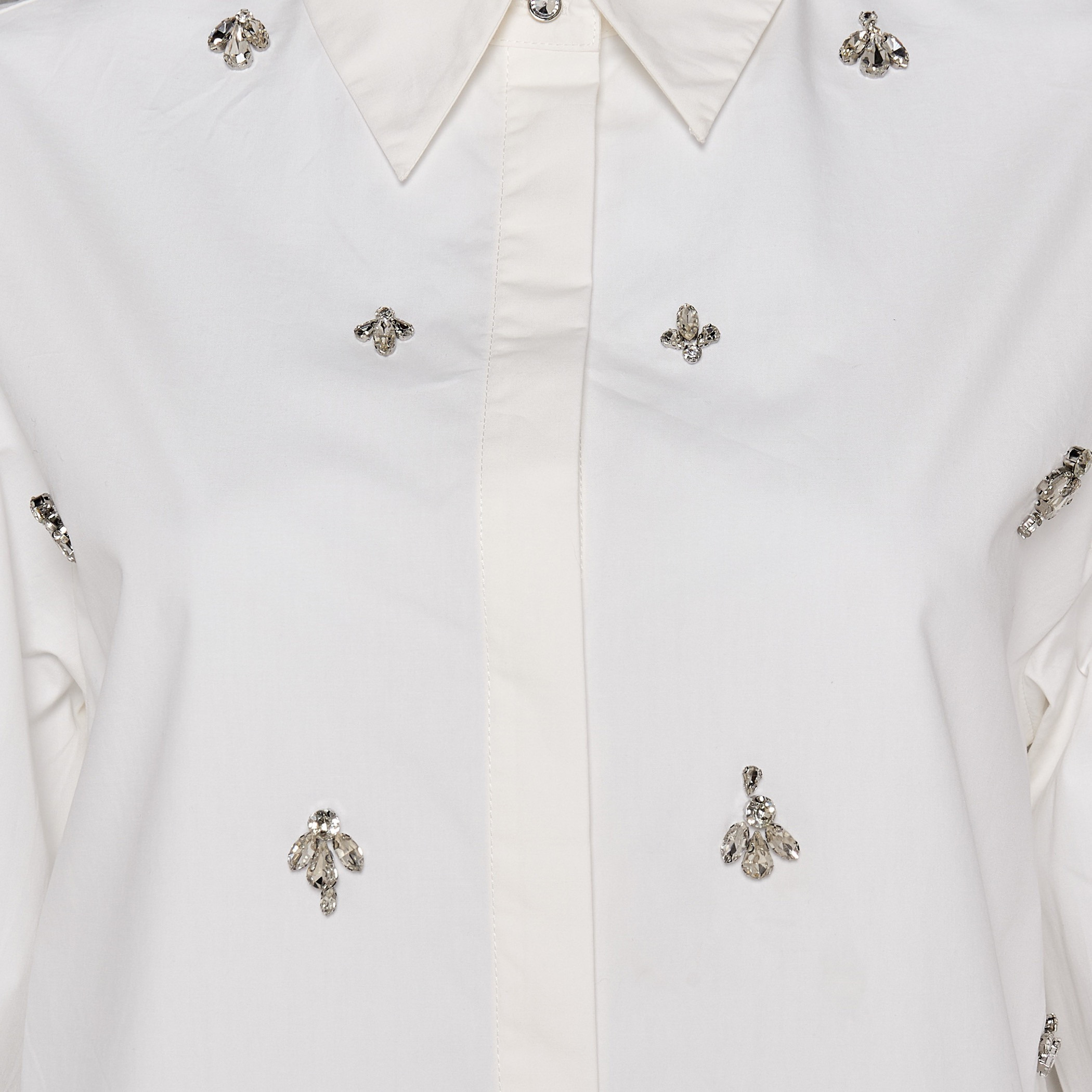قميص قطن بقصة مريحة وتزيينات حجر من أيكونيك-women-clothing-shirtsandblouses-shirts-image-2