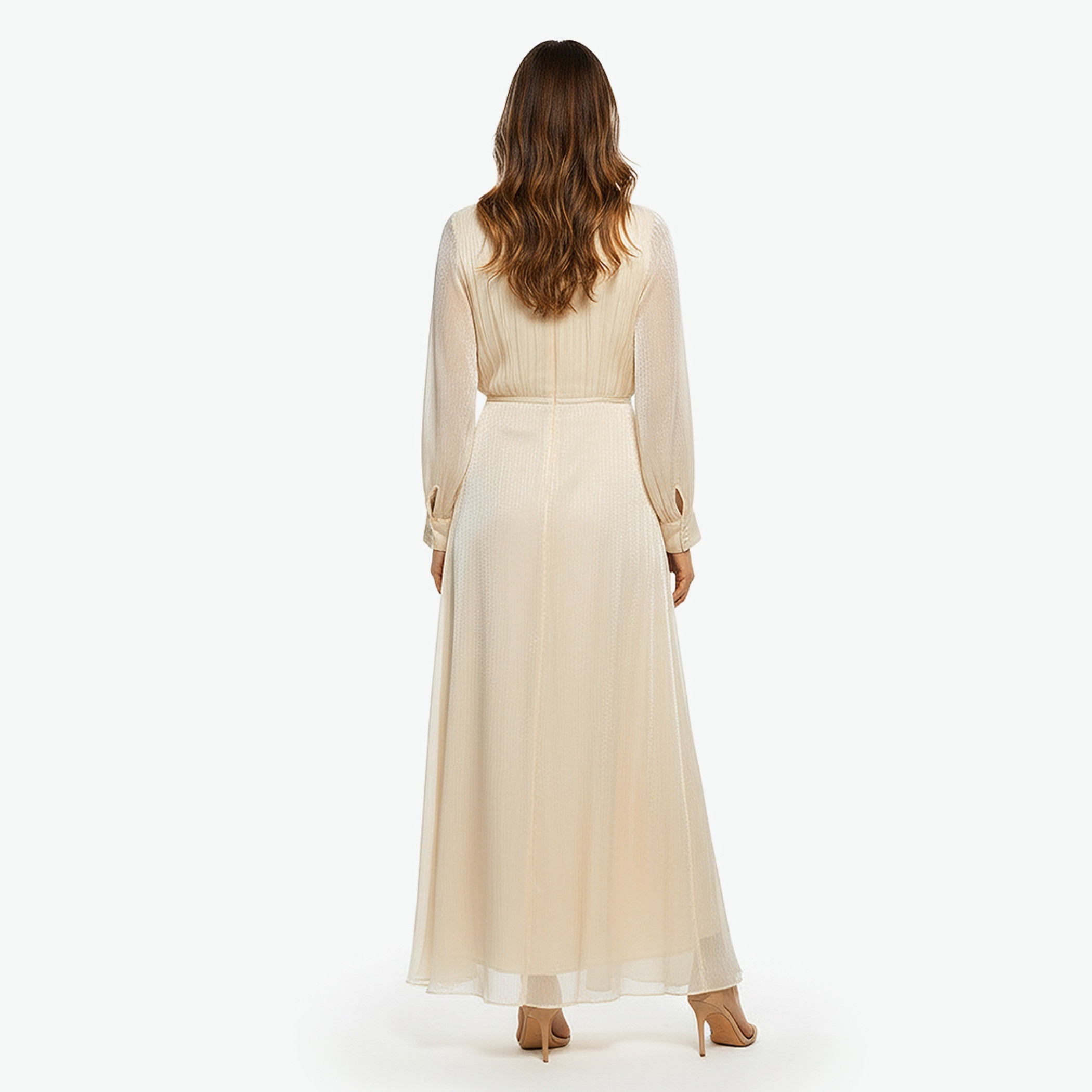 Iconic A-line Pleated Maxi Dress with Fluid Sleeves-women-clothing-dresses-image-4