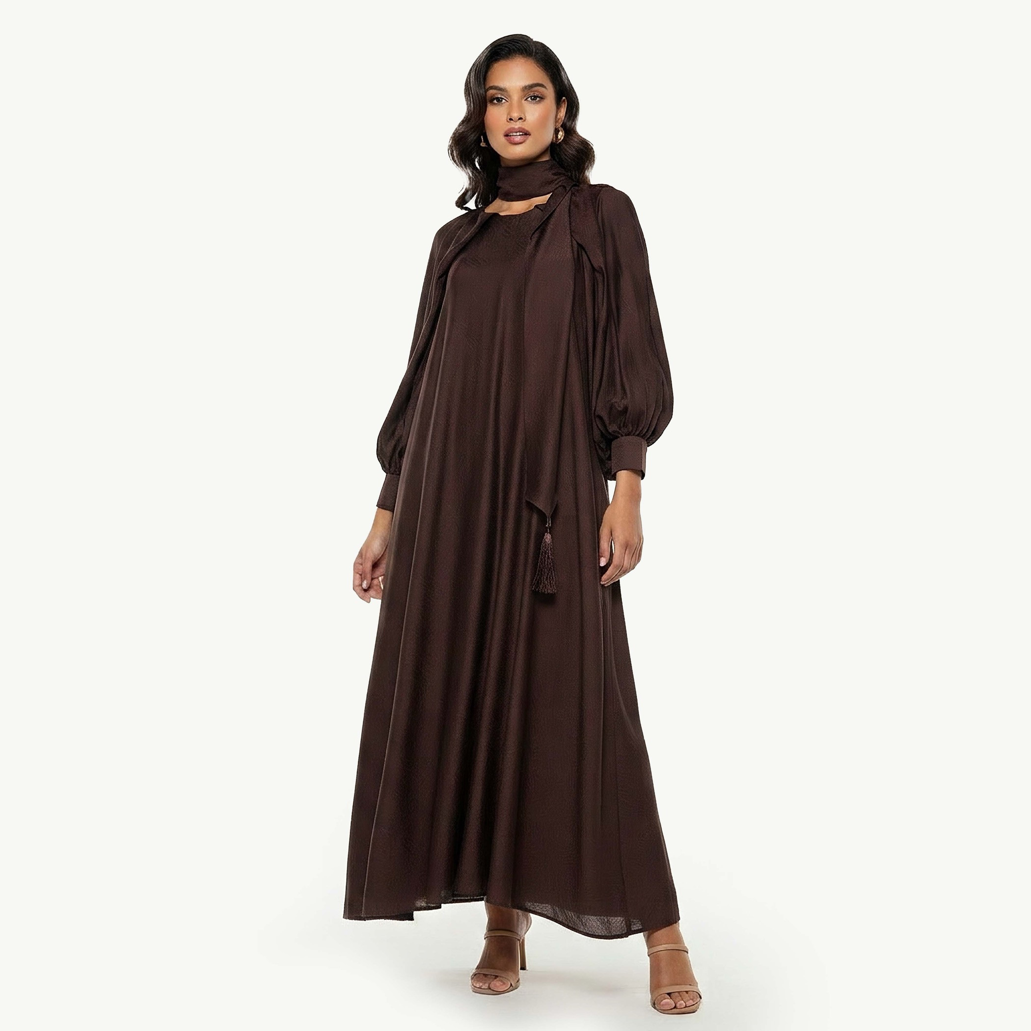 Iconic A-line Maxi Dress with Volume Sleeves-women-clothing-dresses-image-3