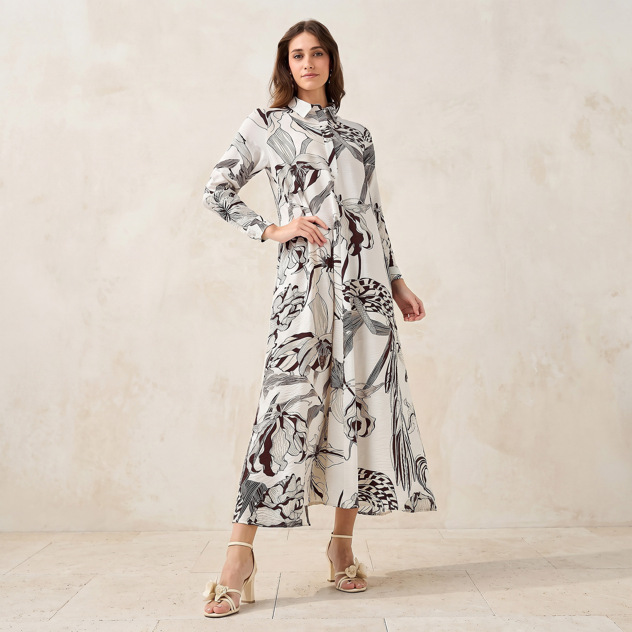 Iconic Printed Women Shirt Dress with Concealed Placket-women-clothing-dresses-image-1
