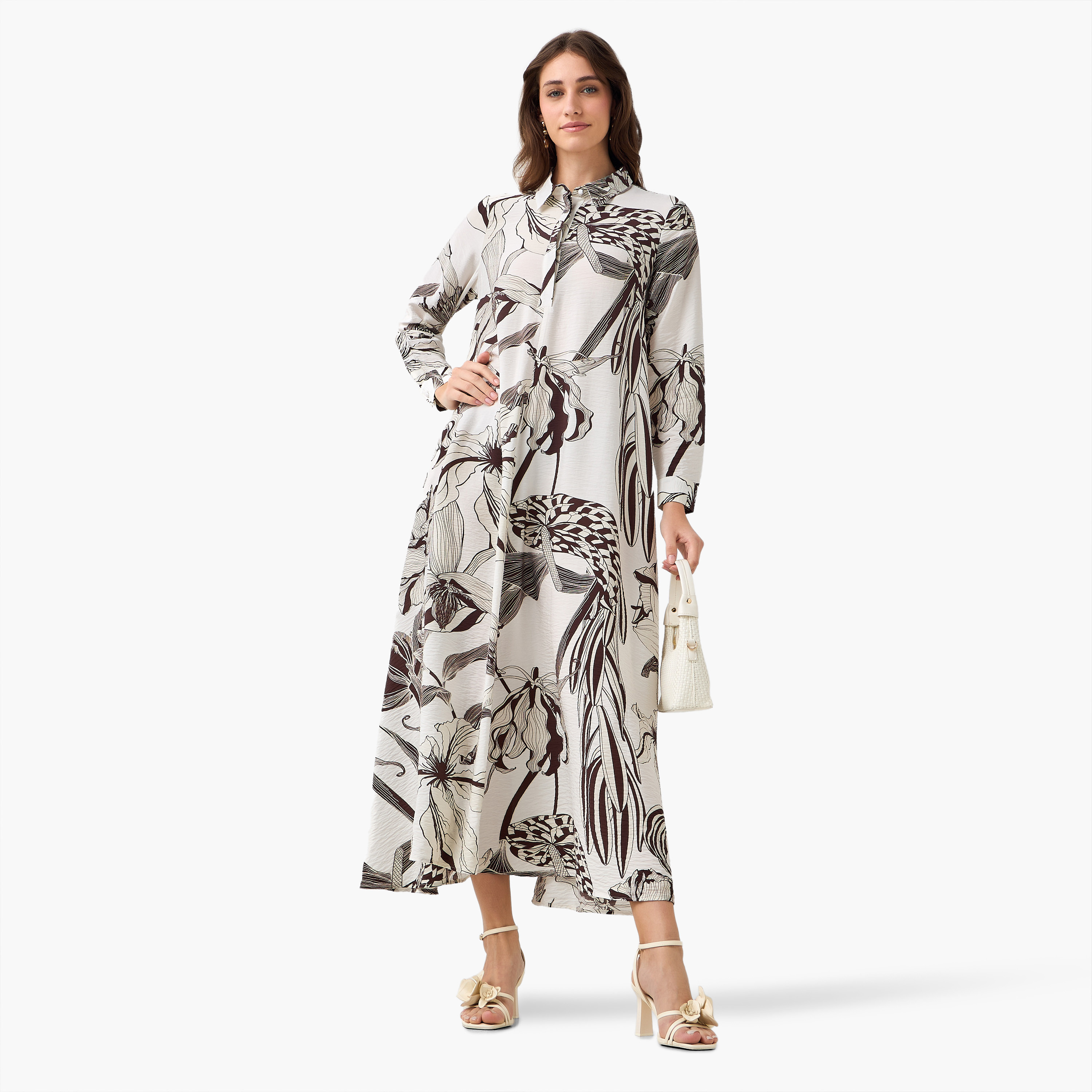 Iconic Printed Women Shirt Dress with Concealed Placket-women-clothing-dresses-image-4