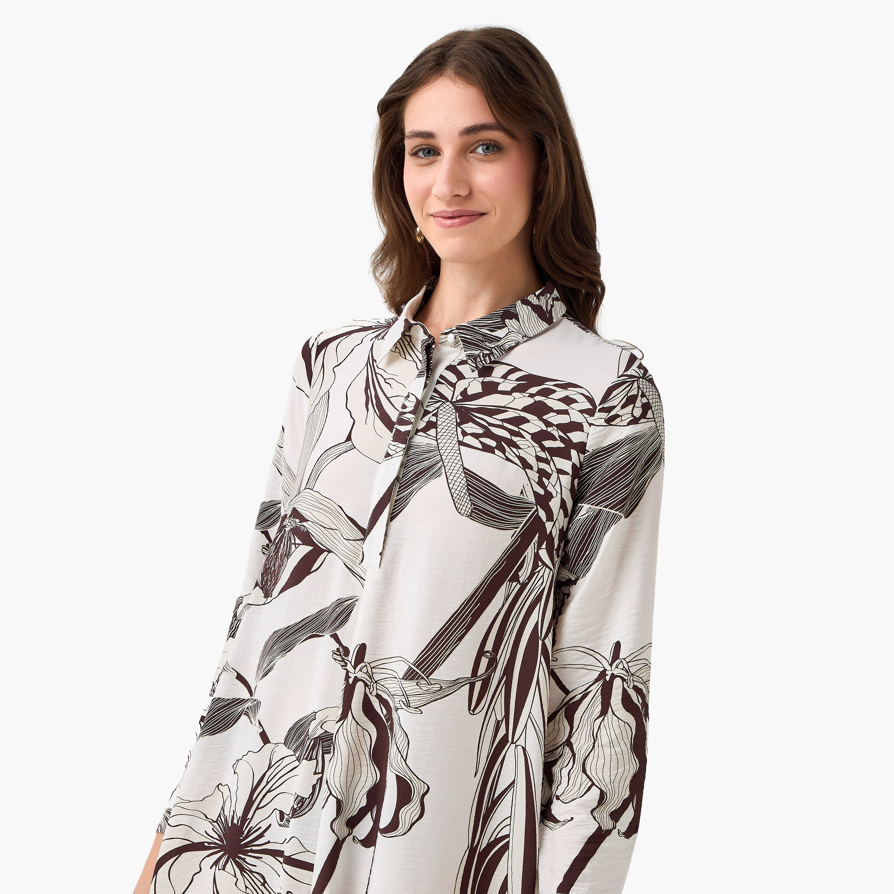 Iconic Printed Women Shirt Dress with Concealed Placket-women-clothing-dresses-image-5